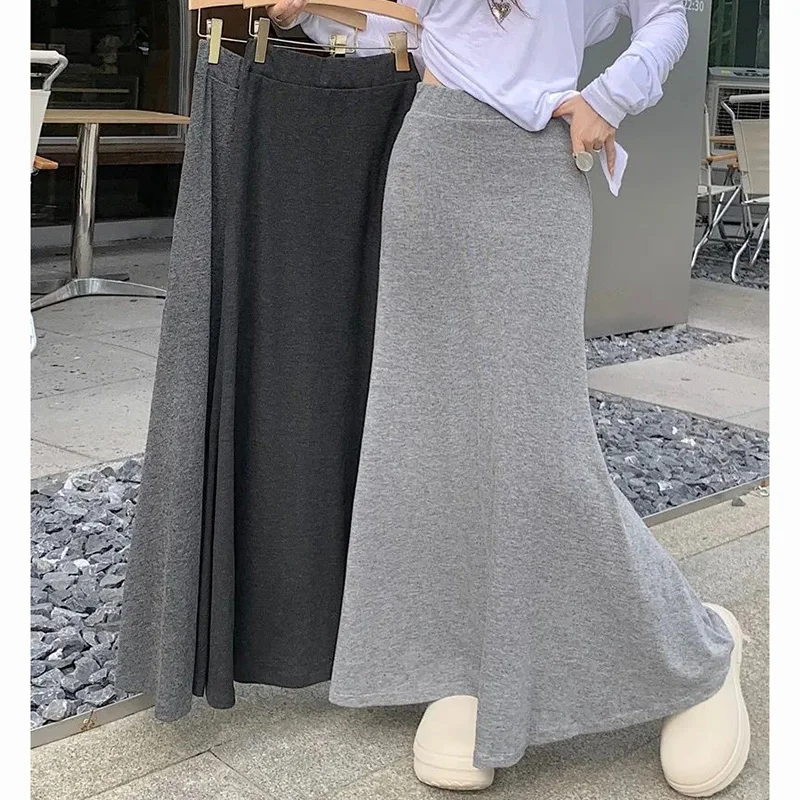Dame Klassische Hüfte Wrap Gestrickte Röcke Weibliche Retro Hohe Taille A-line Kleid Frauen Koreanische Designer Dünne Fischschwanz Röcke