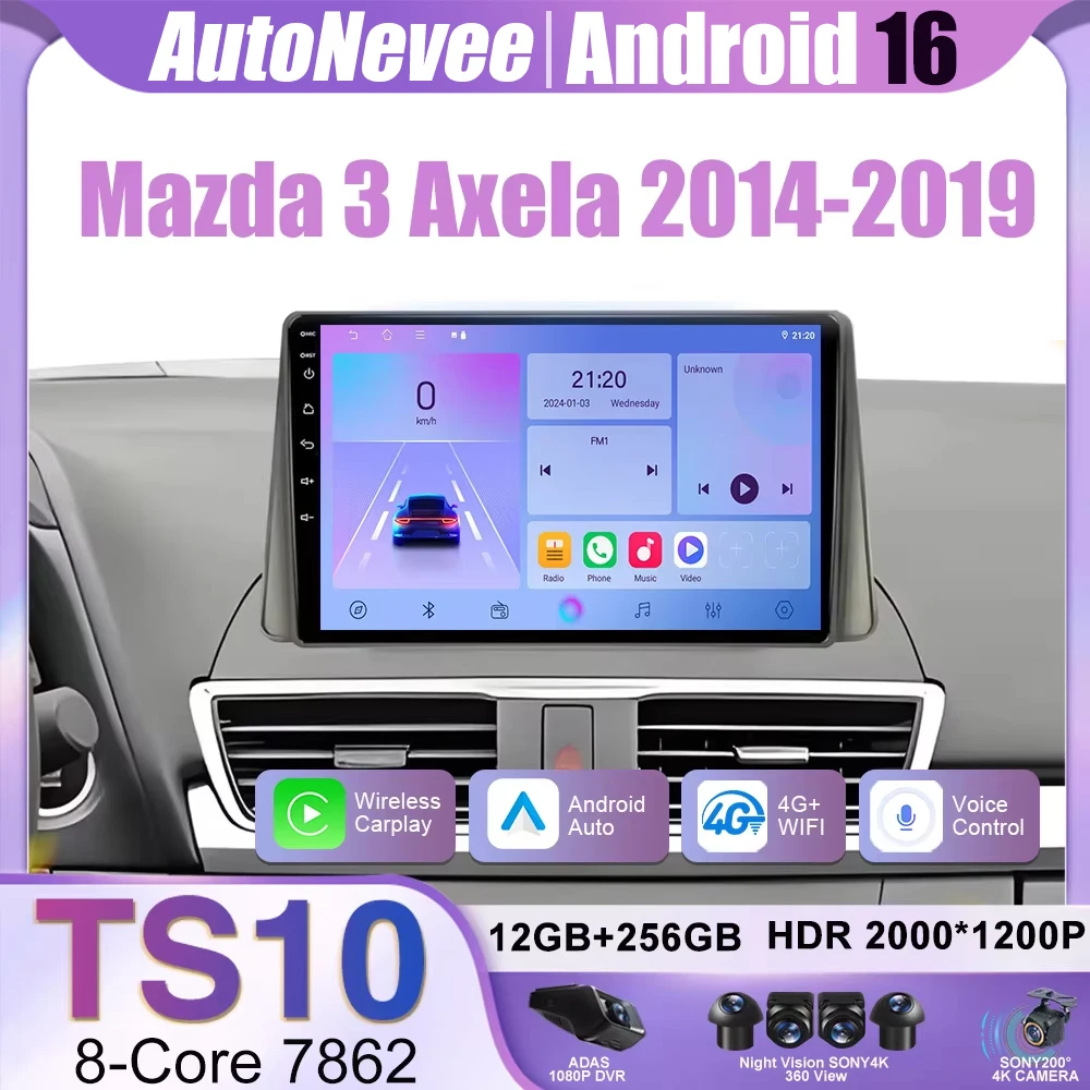 Android 16 Autoradio Für Mazda 3 Axela 2014 2015 2016 2017 2018 2019 Auto Player Navigation GPS Multimedia Carplay Keine 2din DVD Image