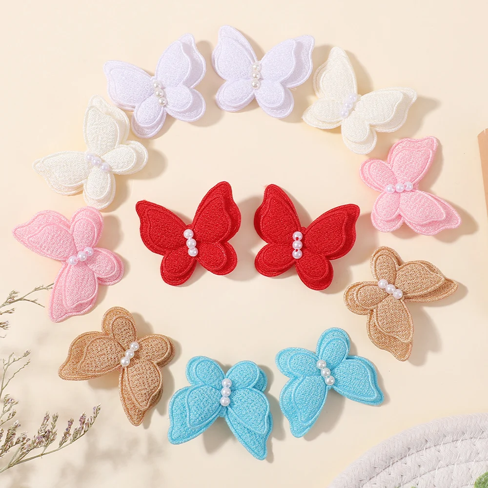 12 teile/satz Nette 1,6'' Solide Haarnadeln Prinzessin Bögen Haar Clips für Mädchen Handgemachte Perle Barrettes Kinder Haar Zubehör Image