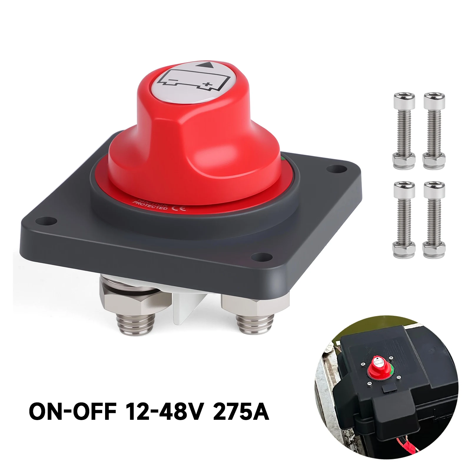 12 V-48 V Batterieschutzschalter Batterieanschluss Trennschalter Isolator Kill Switch M10 M8 275 Amp für Auto Fahrzeug RV Boot LKW Image