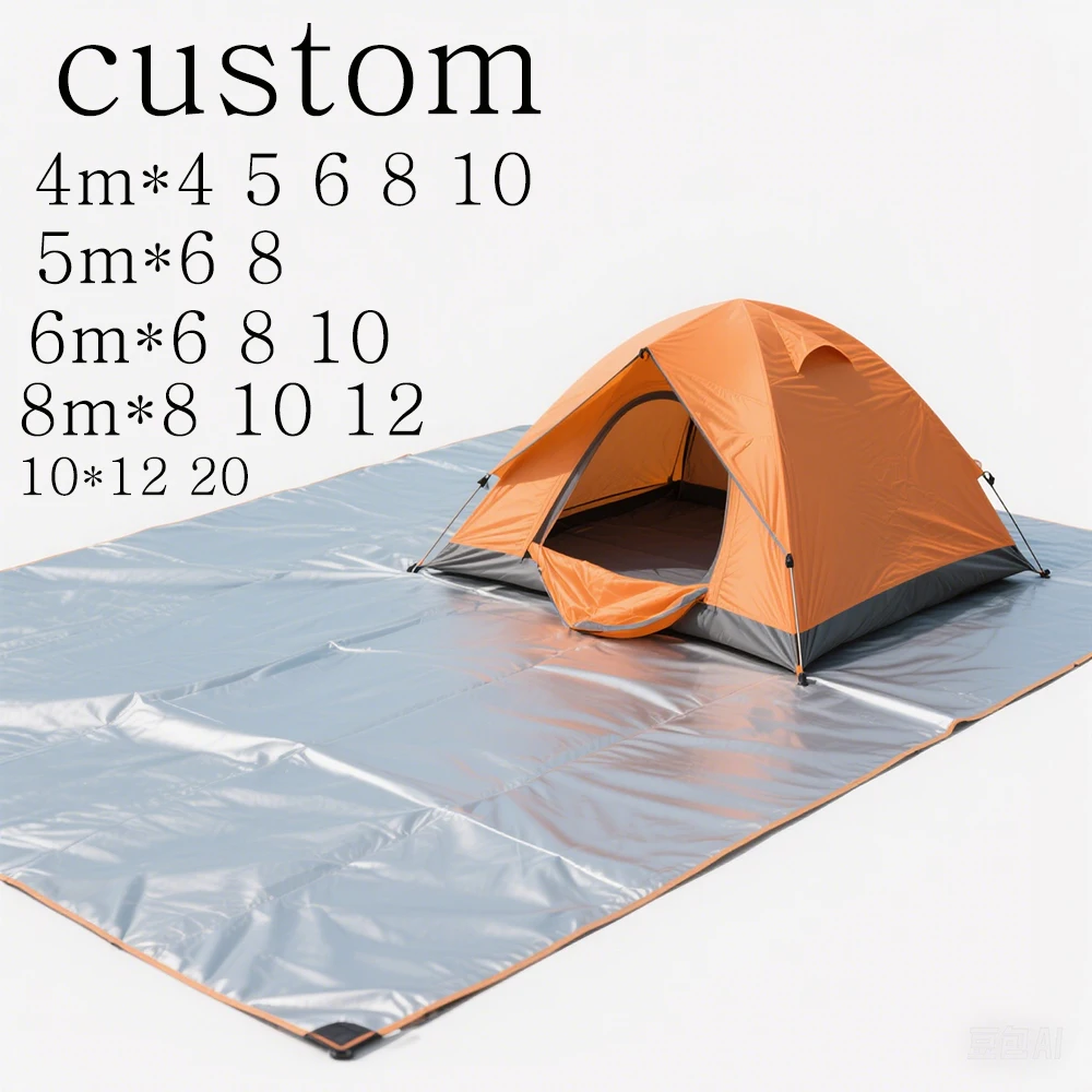 Große Campingmatte, individuell, 3 m x 5, 6, 8, 4 x 4, 6, 10, 12, 20 m, wasserdichte Plane, Camp-Picknick-Plane, silbernes Baldachin, Regenschutz, Schattenzelt