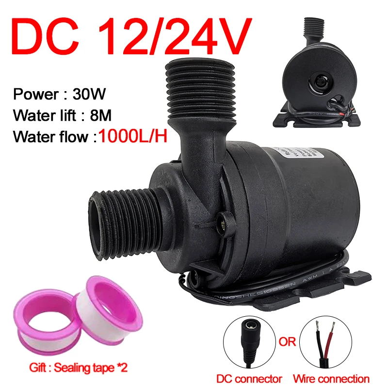 Ultra Leise Wasserpumpe Mini DC12V/24V 1000L/H Bürstenlosen Motor Tauch Aquarium Wasserpumpe Warmwasserbereiter Dusche Booster Pumpe