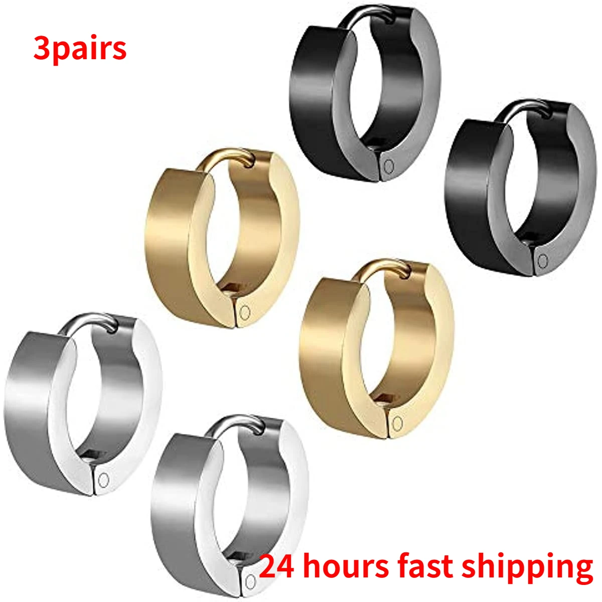 3 Paare/satz Punk Edelstahl Runde Kreis Hoop Ohrringe Für Männer Frauen Nicht Verblassen Ohr Ringe Hip Hop Männlichen Schmuck geschenk Image