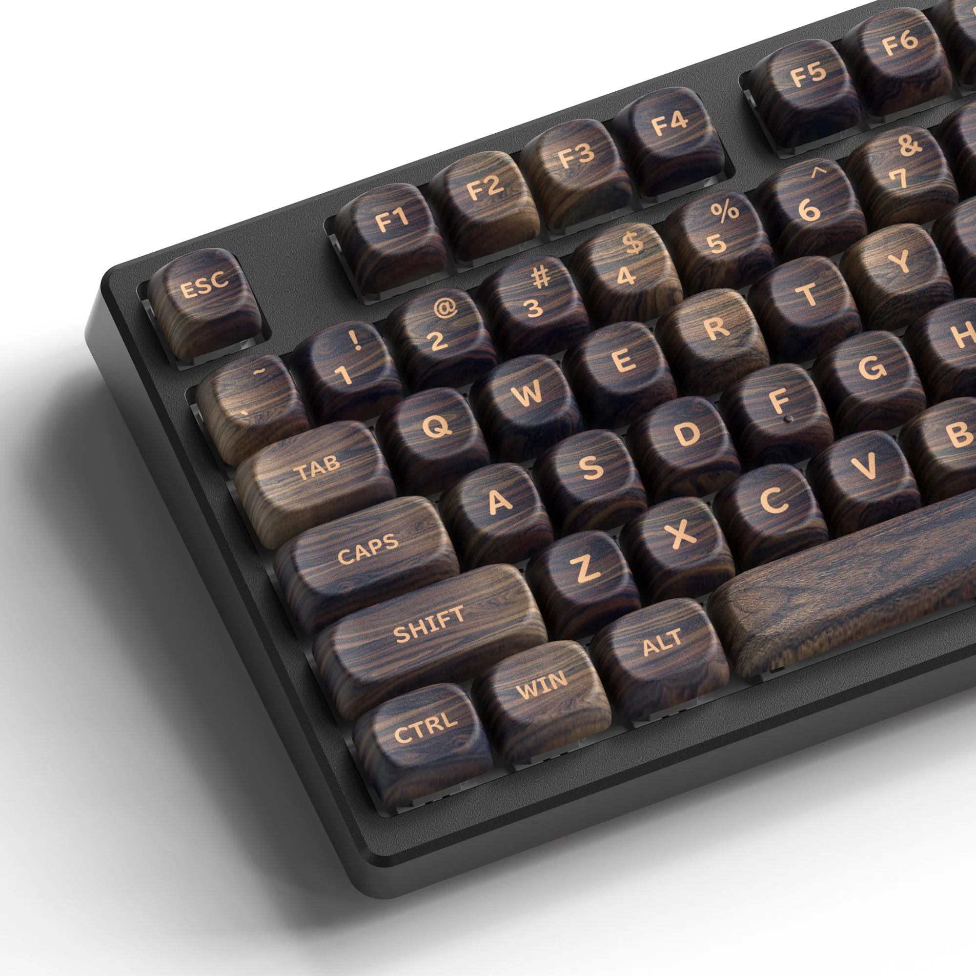 XVX MOA-Profil, dunkles Walnussholz-Thema, PBT-Zoll-Dye-Sub-Tastenkappen für 61/87/104 Cherry MX Gaming mechanische Tastatur, 130 Tasten Image