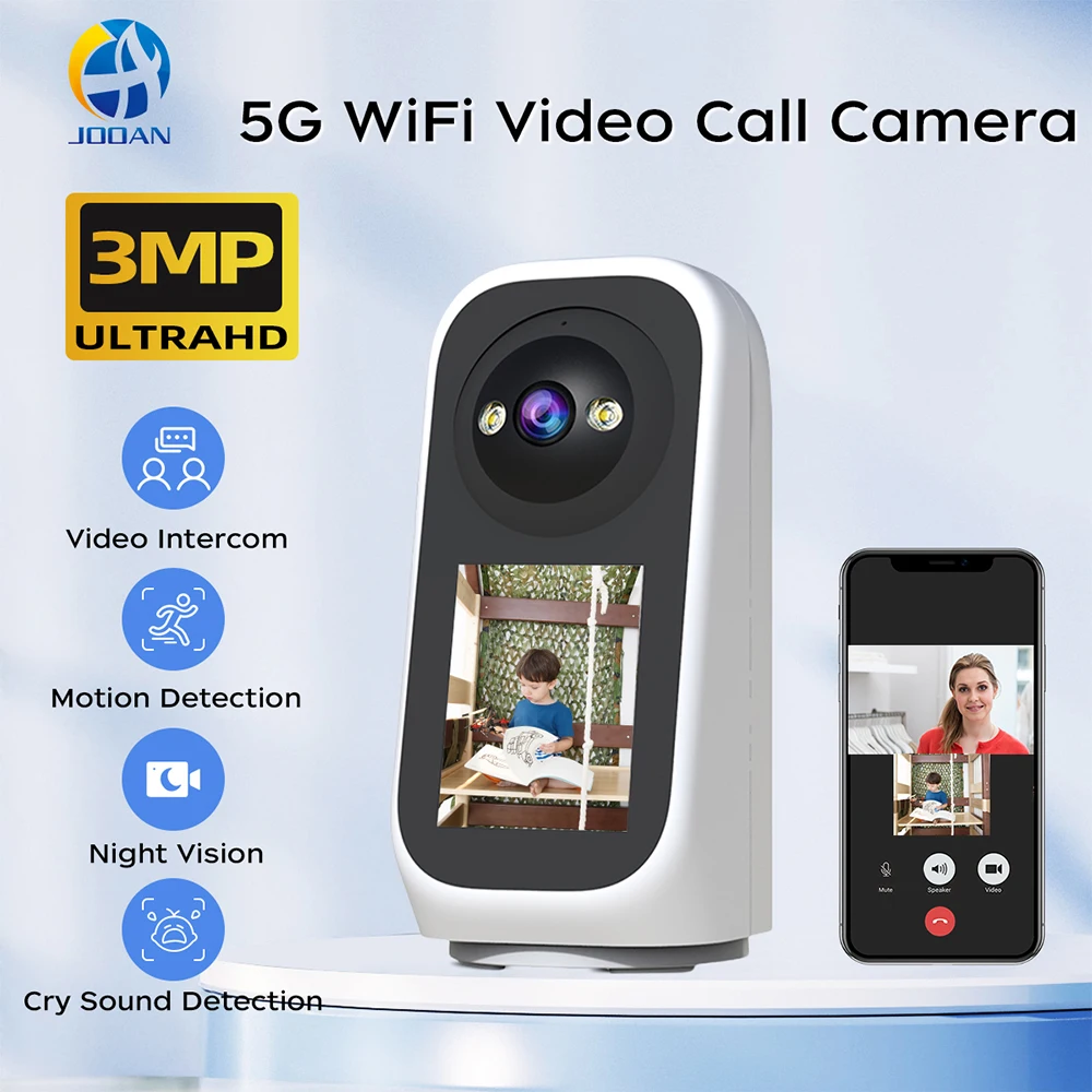 Jooan 2K 3MP PTZ IP-Kamera Videoanruf mit 2,8-Zoll-LED-Bildschirm Baby Cry Sounderkennung Sicherheitskamera AI-Tracking Babyphone Image