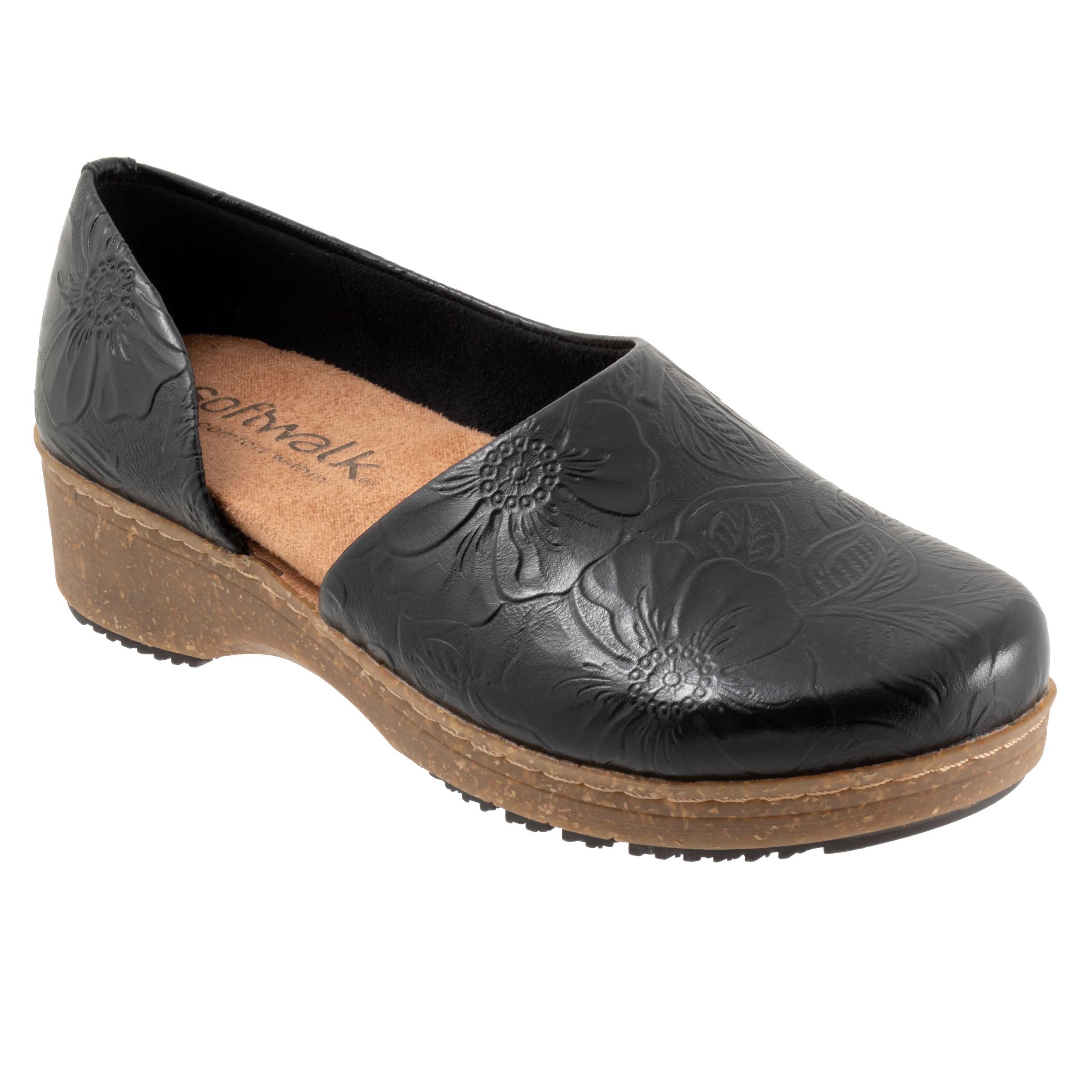 Women's Addie Clog by SoftWalk in Dark Black Floral (Size 10 1/2 M)