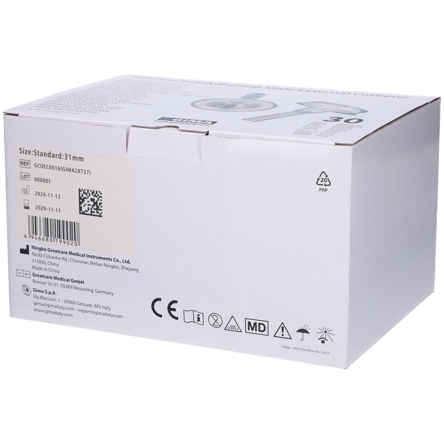 Catetere Esterno Uomo Con Vassoio Silicone Diametro 31 Mm 1 pz