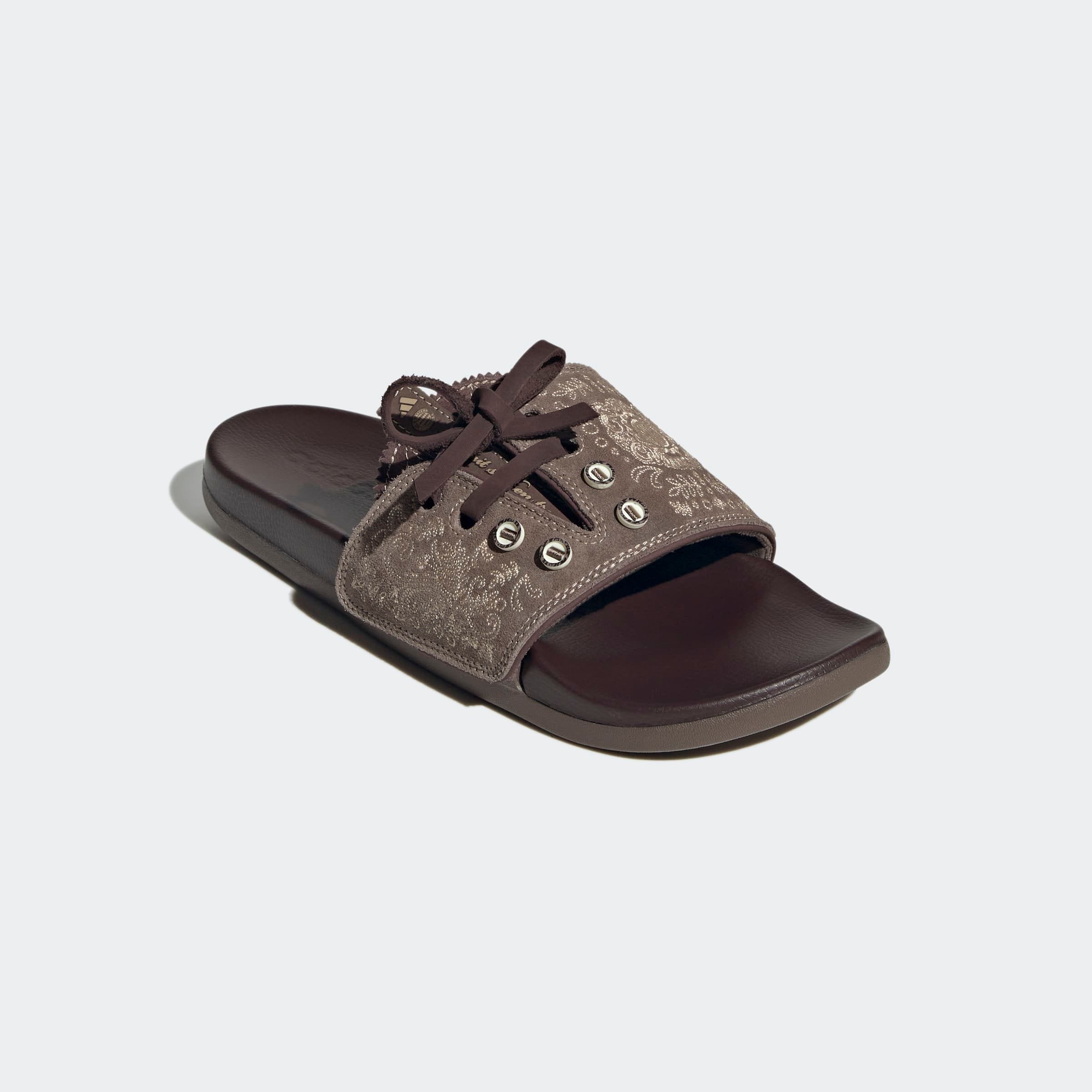 Badesandale ADIDAS SPORTSWEAR "ADILETTE COMFORT BADESCHLAPPEN", Herren, Gr. 47, earth strata, warm sandstone, shadow braun, Leder, Schuhe, Wiesn, Oktoberfest