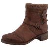 Winterstiefelette MUSTANG SHOES "Fabienne", Damen, Gr. 38, braun (cognac), Lederimitat, Textil, Basic, Schuhe, Biker Boots mit Blockabsatz und Zierriemchen