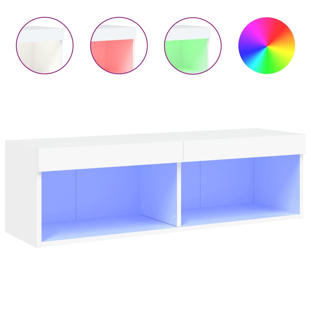 vidaXL TV-Schrank mit LED-Leuchten Weiß 100x30x30 cm Image