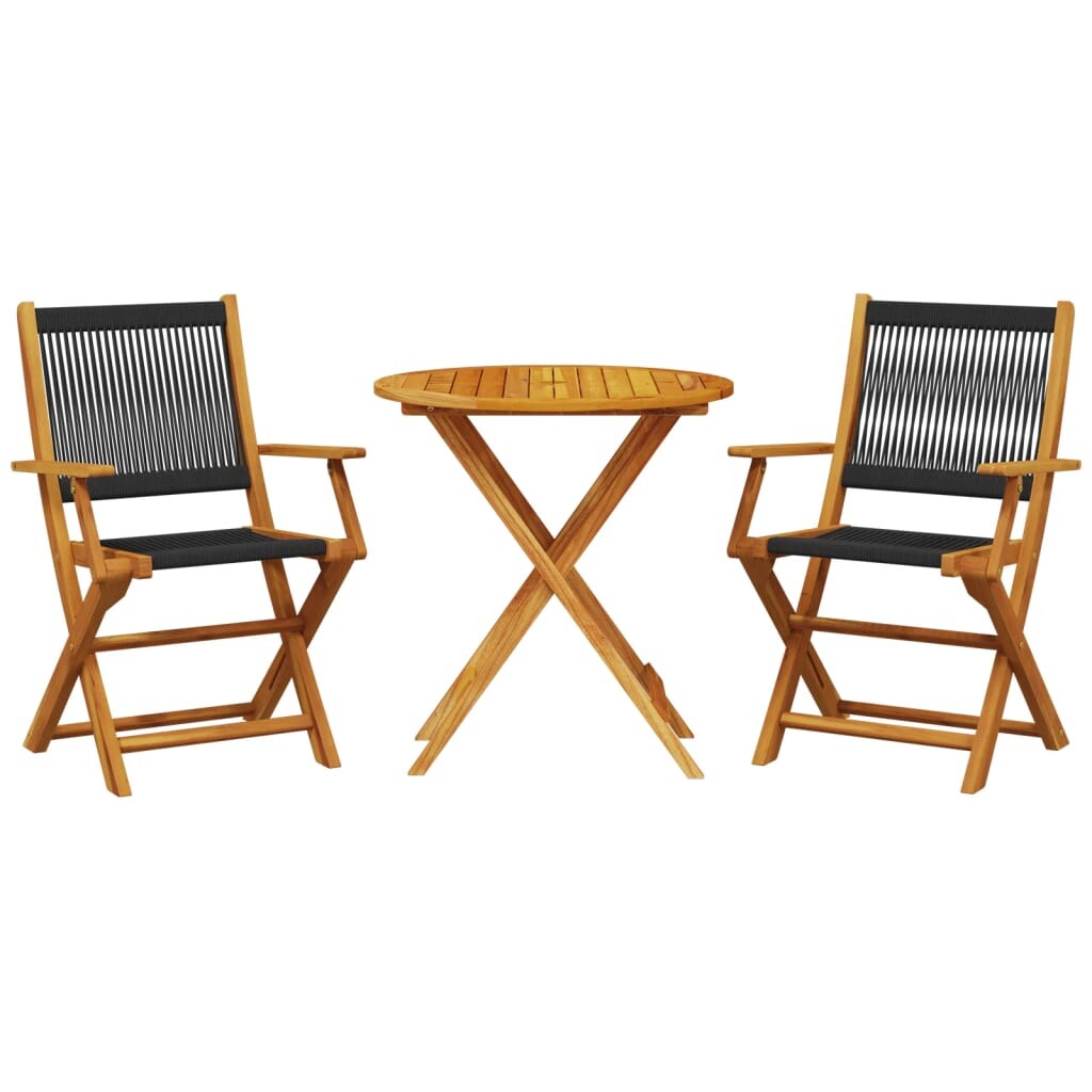 vidaXL 3-tlg. Bistro-Set Schwarz Polypropylen und Massivholz Image