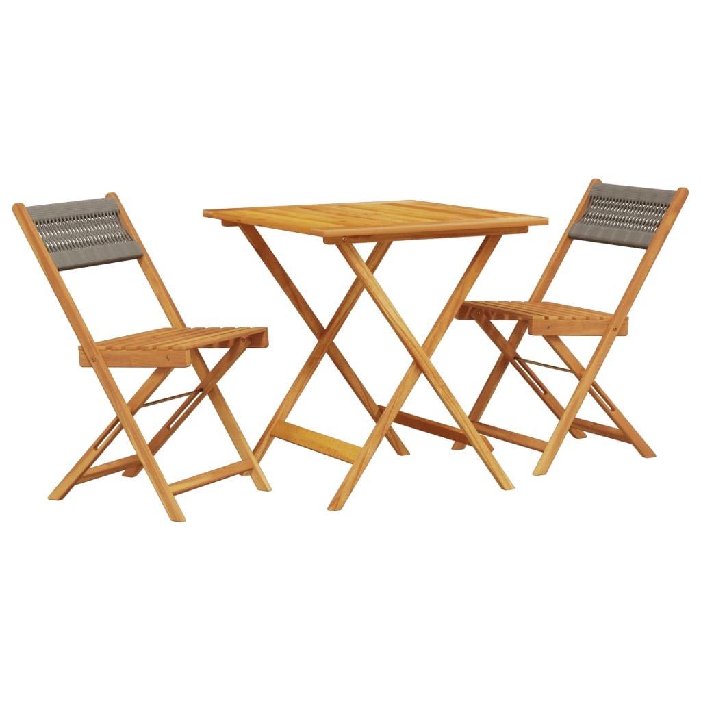 vidaXL 3-tlg. Bistro-Set Grau Polypropylen und Massivholz Image