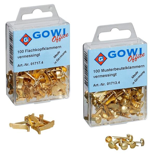 GOWI Office Musterbeutelklammern Rundkopf 100 Stück gold Image