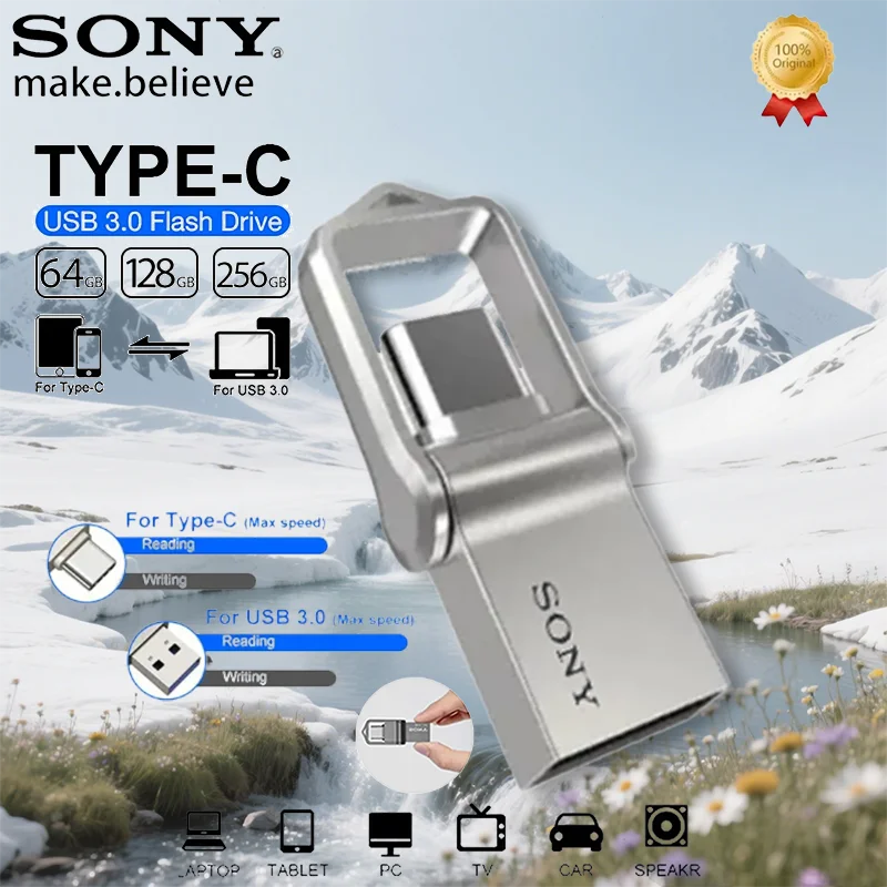 SONY Mini 2 to PenDrive OTG clé haute vitesse 1 to clé USB en métal 512GB 256GB USB type-c clé USB Portable pour téléphone