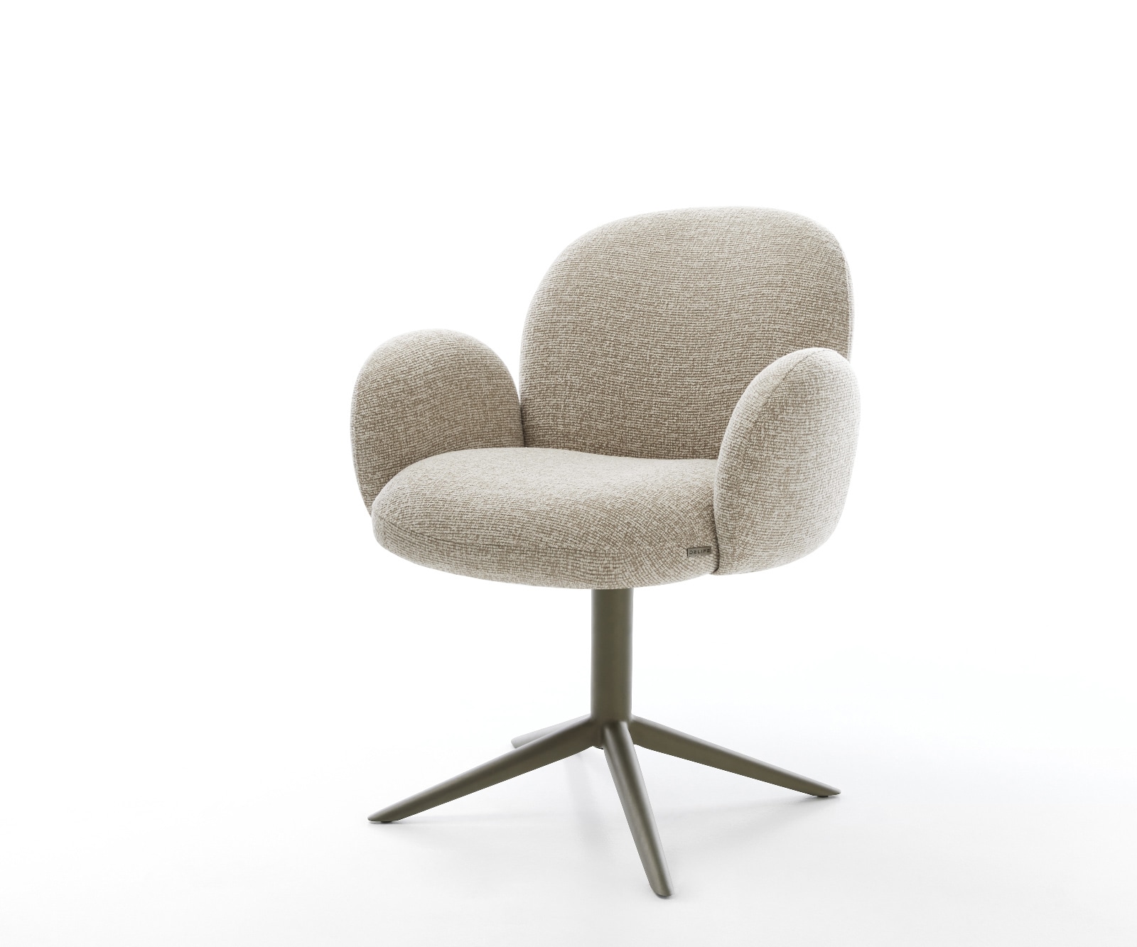 DELIFE Drehstuhl Nube-Flex mit Armlehnen Webstoff Soft Beige Fußkreuz Effektfinish Titan 360° drehbar Wippfunktion Taschenfederkern, Esszimmerstühle Image