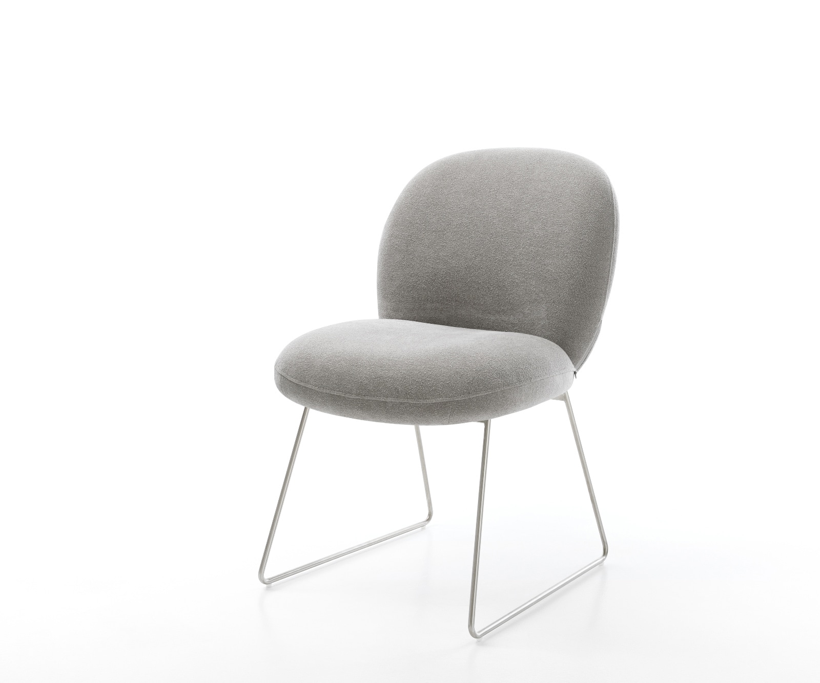 DELIFE Esszimmerstuhl Nube-Flex Strukturstoff Soft Grau Kufengestell Edelstahl Taschenfederkern, Esszimmerstühle Image