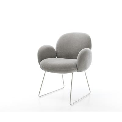 DELIFE Esszimmerstuhl Nube-Flex mit Armlehnen Strukturstoff Soft Grau Kufengestell Edelstahl Taschenfederkern, Esszimmerstühle Image