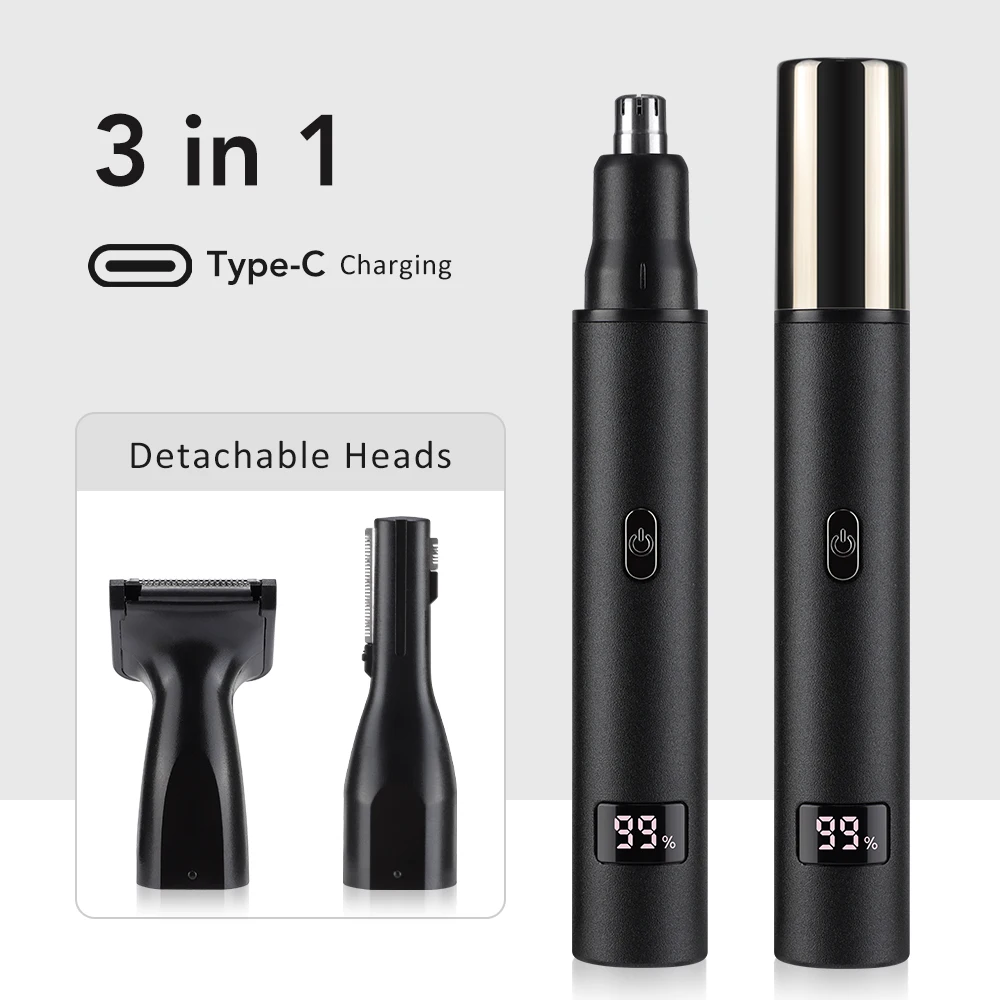 3in1 Elektrische Ohr Nase Haar Trimmer Für Männer USB Lade Tragbare Nase Haar Trimmer Für Männer Frauen Ohr Nase Augenbraue gesichts Haar Image