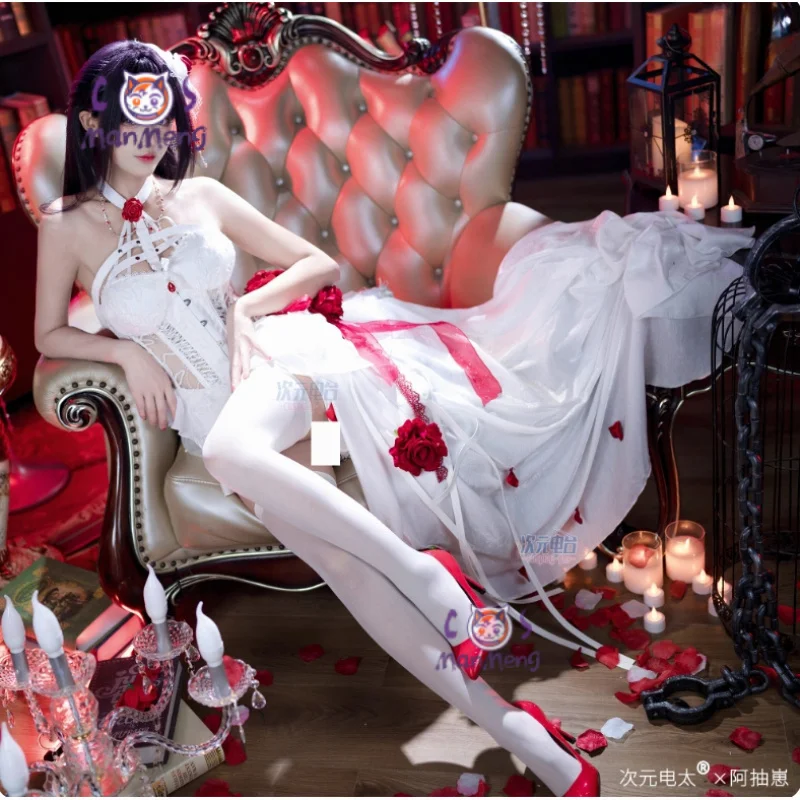 Mihara Neue Cosplay Bindung Ketten Kostüm Anime Spiel N I K k E Frauen sexy weiße Rose Kleid Zubehör Requisiten Halloween Set