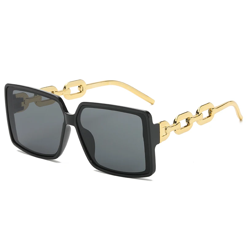 Wandern 2024, modisch, neue Persönlichkeit, Kette, Spiegelbein-Design, Anti-Licht-Brille, großer Rahmen, quadratisch, INS-Straßenfoto-Brille Image