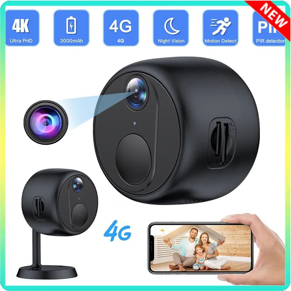 4G Sim Mini HD 4k Sicherheitskamera 5MP 3000mAh Low Power PIR Nachtsicht 5X Bewegungserkennung Alarm Push Überwachungskamera Image