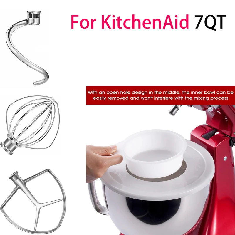 Für Kitchenaid 7-Liter-Mixer-Hilfe-Aufsatzteile, Zubehör, Standmixer-Draht, Peitsche, Knethaken und Mixer-Hilfe-Paddel Image