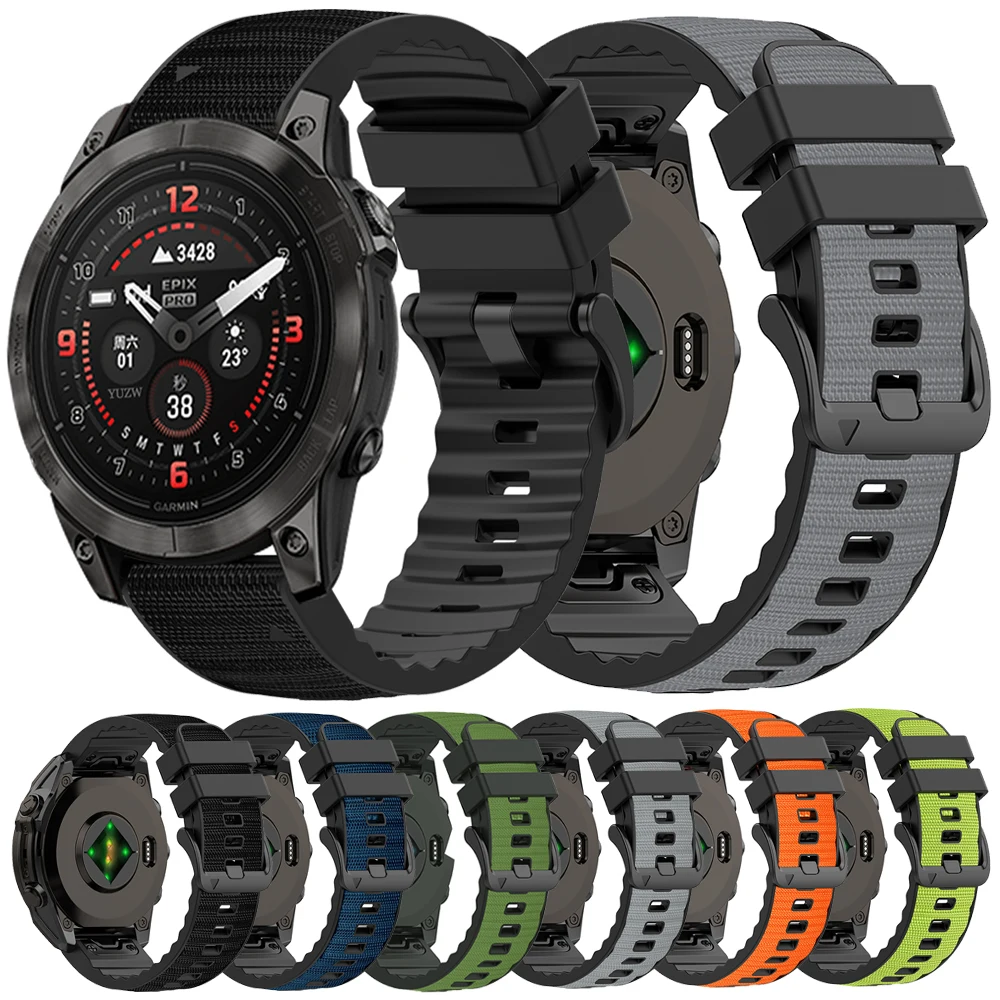 QuickFit 22/26 mm Nylon-Silikonarmband für Garmin Epix Pro Gen 2 51 mm 47 mm Fenix 8 Pro E 7 7X Instinct 2 2X Enduro 3 2 Uhrenarmband Image
