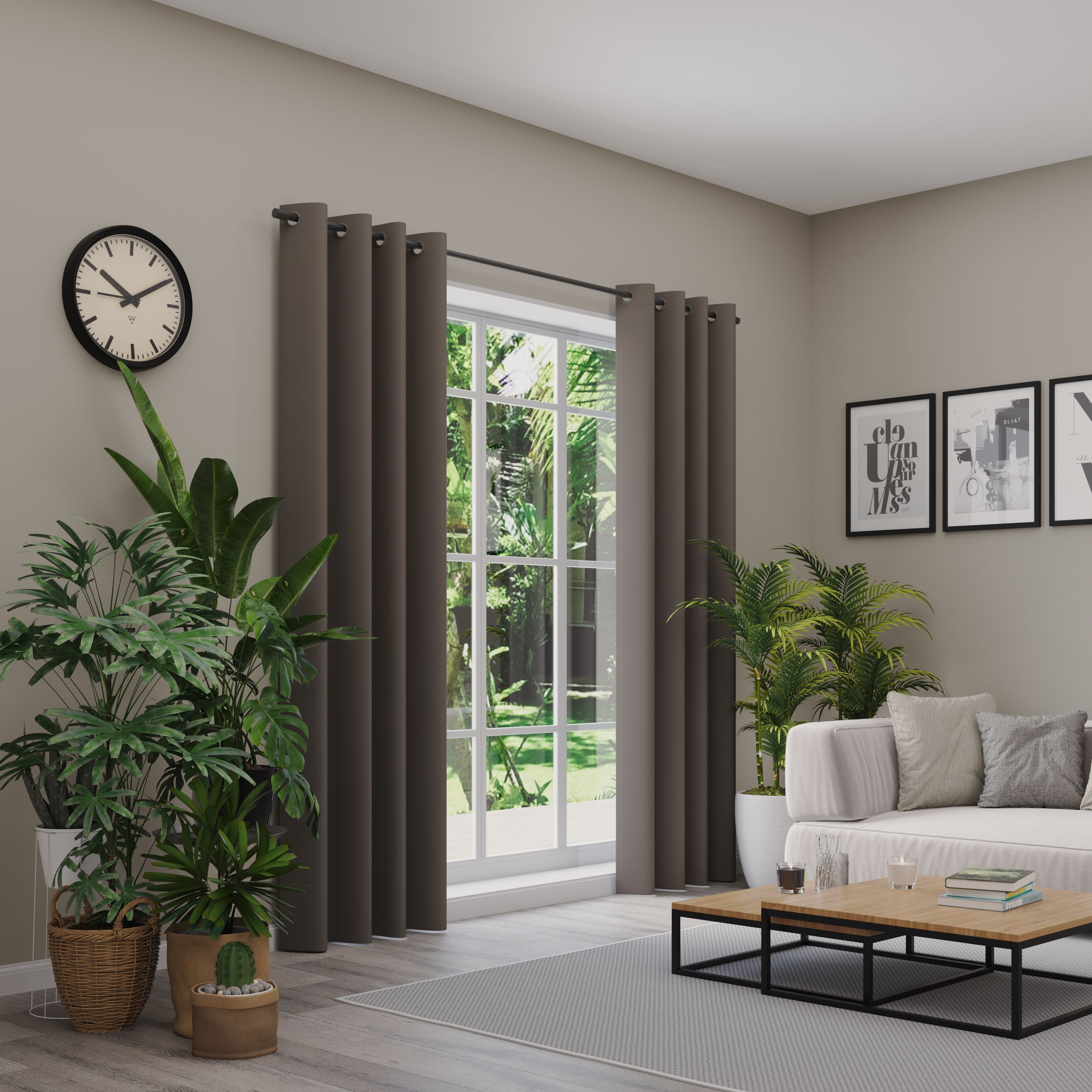 Verdunkelungsvorhang NEUTEX FOR YOU "INSULA", braun, B:137 H:210, Polyester, Gardinen, Uni-Dimout für starke Verdunklung, nach Maß Image