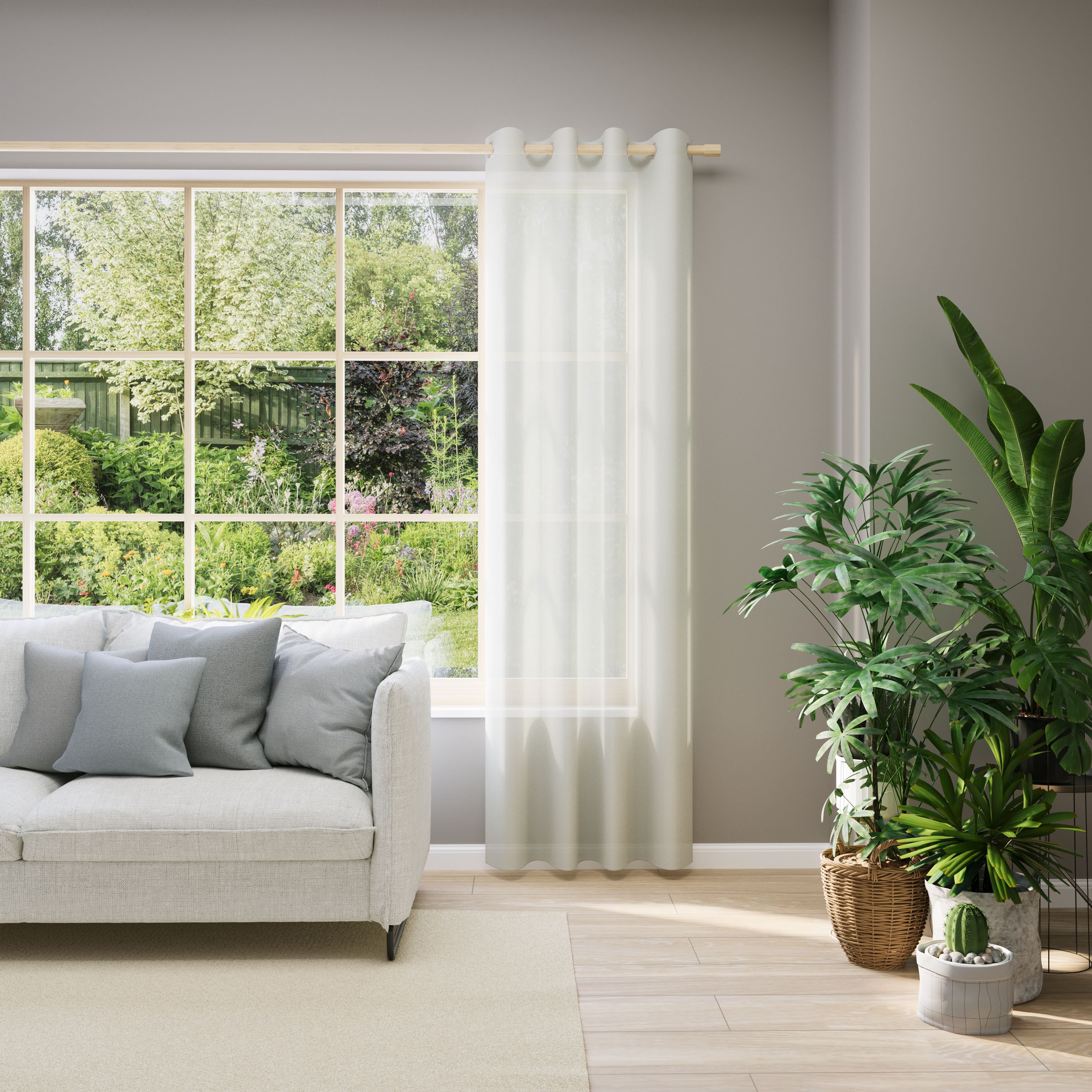 Vorhang nach Maß NEUTEX FOR YOU "EVA", weiß (wollweiß), B:700cm H:225cm, Obermaterial: 100% Polyester, Gardinen nach Maß, Uni-Voile mit elegantem Glanz Image