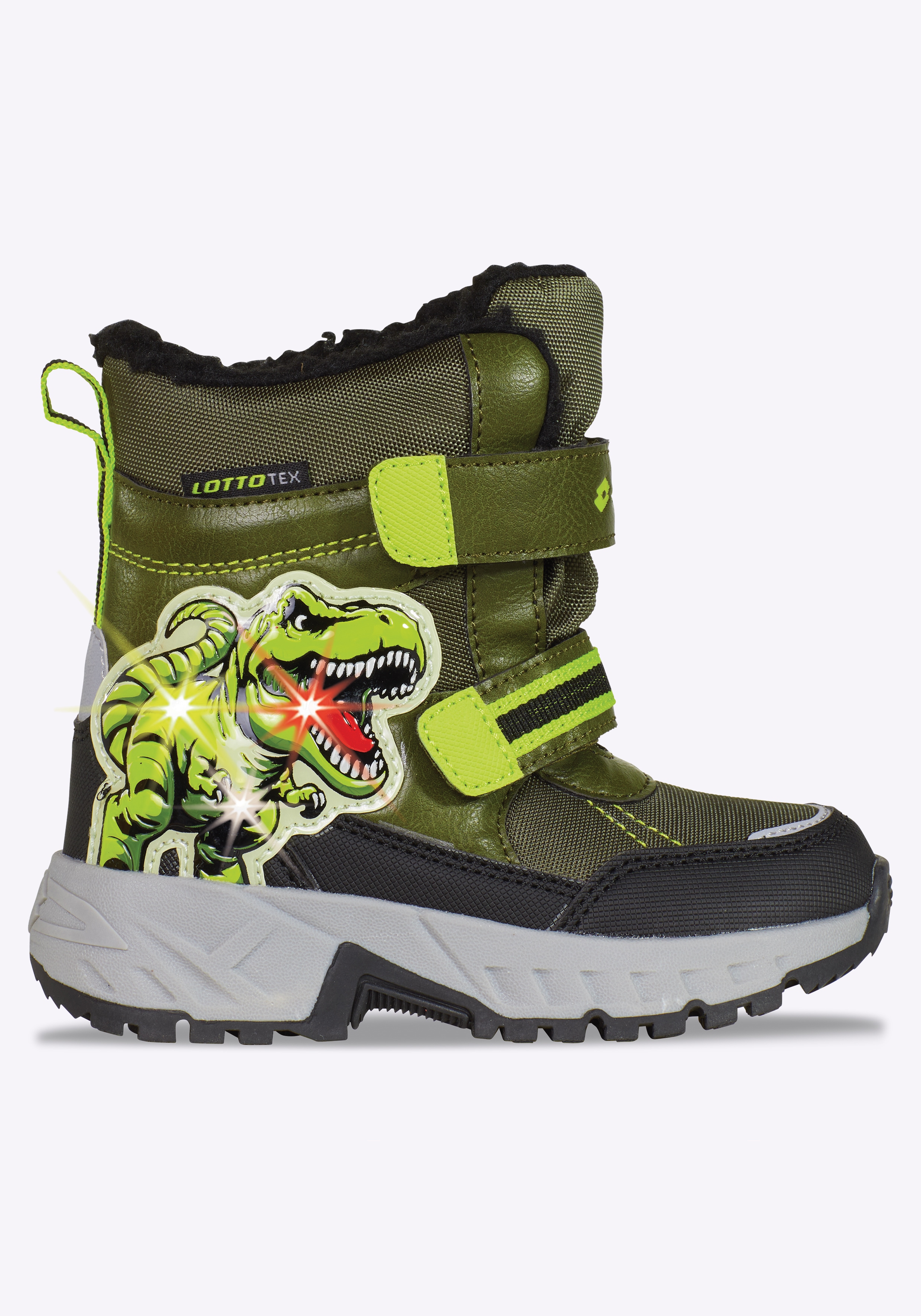 Winterboots LOTTO, Damen, Gr. 27, grün (olive, grün), Synthetik, Textil, Sportlich, Schuhe, Winterschuhe, Winterstiefel, wasserdicht & mit Blinkfunktion