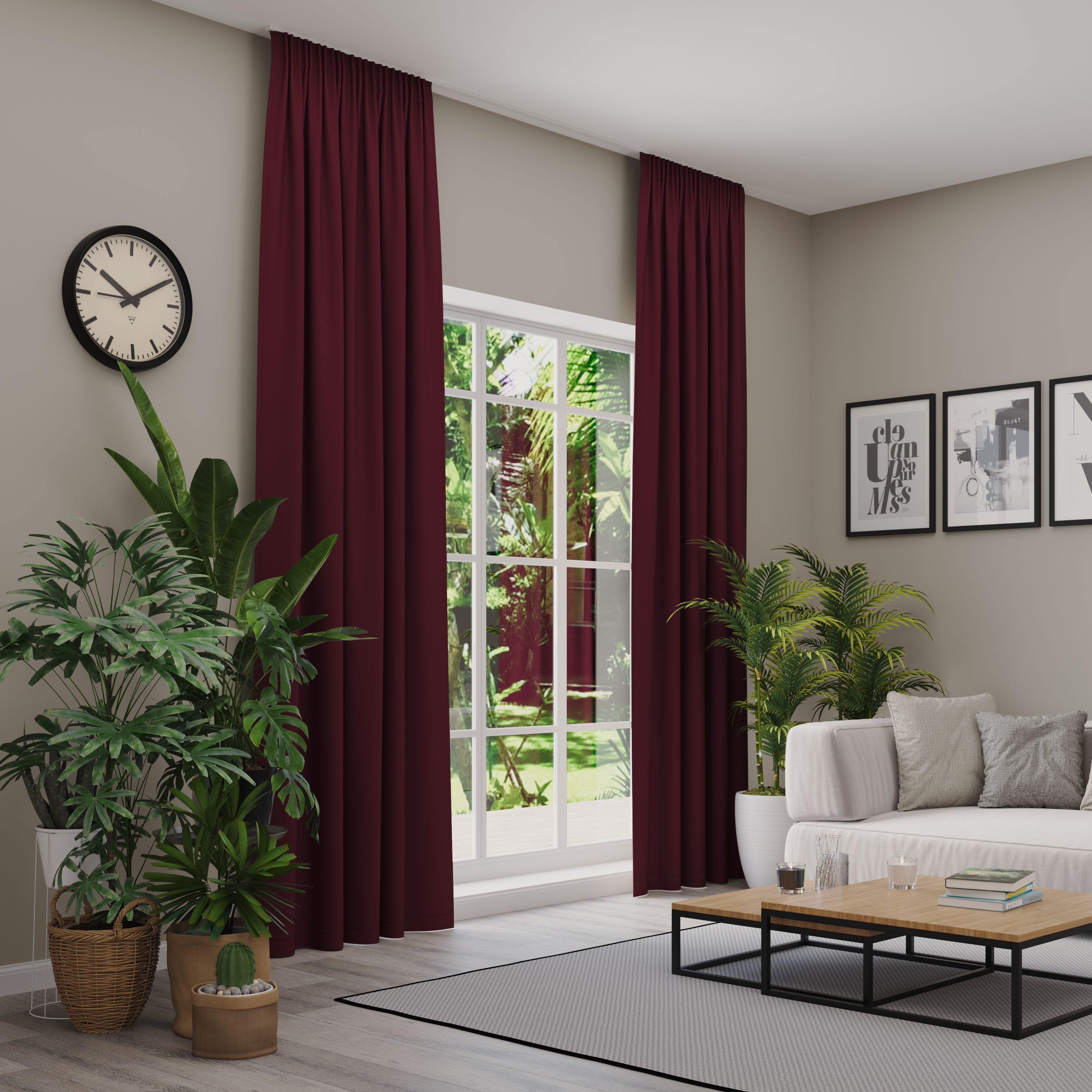 Verdunkelungsvorhang NEUTEX FOR YOU "INSULA", rot (bordeaux), B:137cm H:195cm, Polyester, Gardinen, Uni-Dimout für starke Verdunklung, nach Maß Image