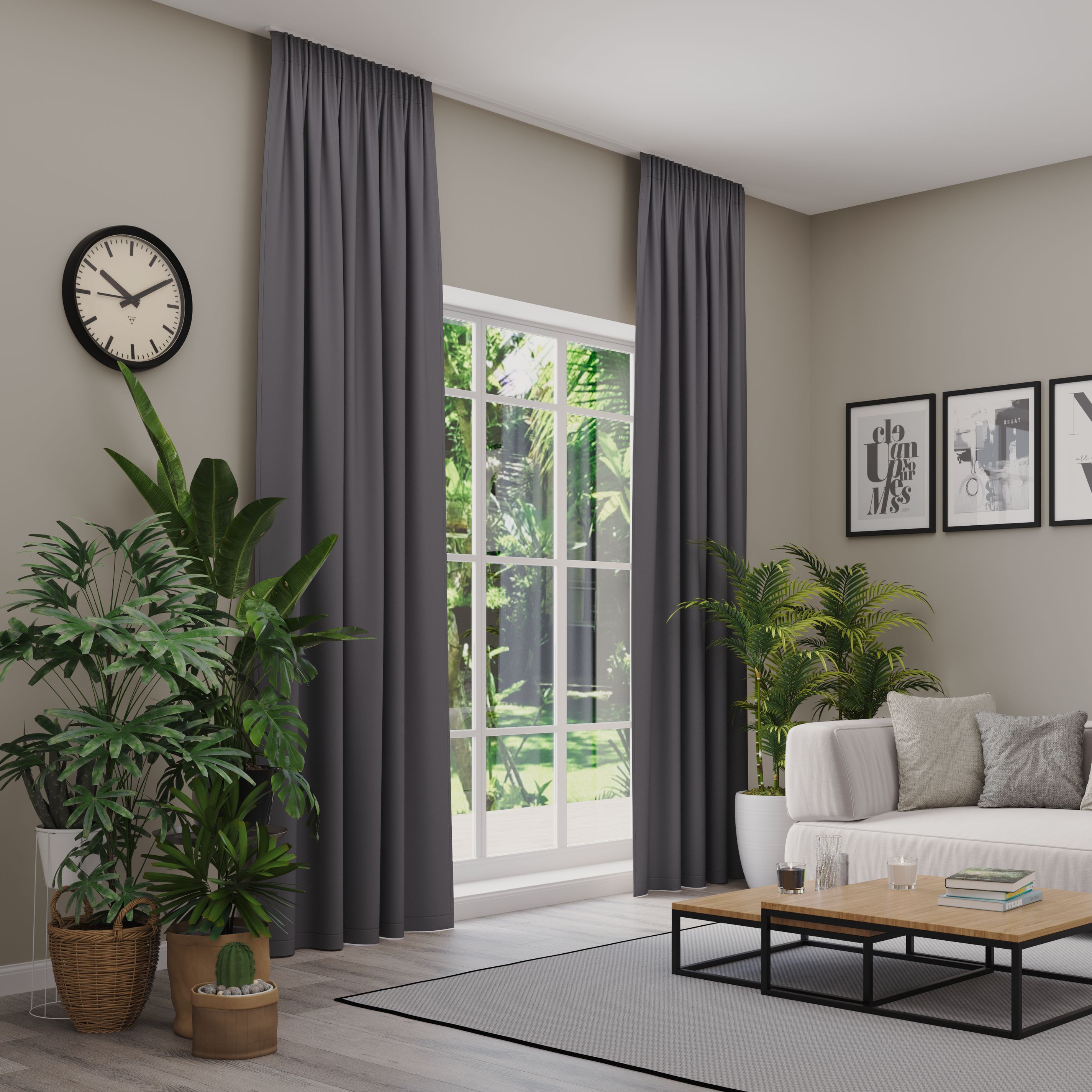Verdunkelungsvorhang NEUTEX FOR YOU "INSULA", grau (dunkelgrau), B:137cm H:125cm, Polyester, Gardinen, Uni-Dimout für starke Verdunklung, nach Maß Image