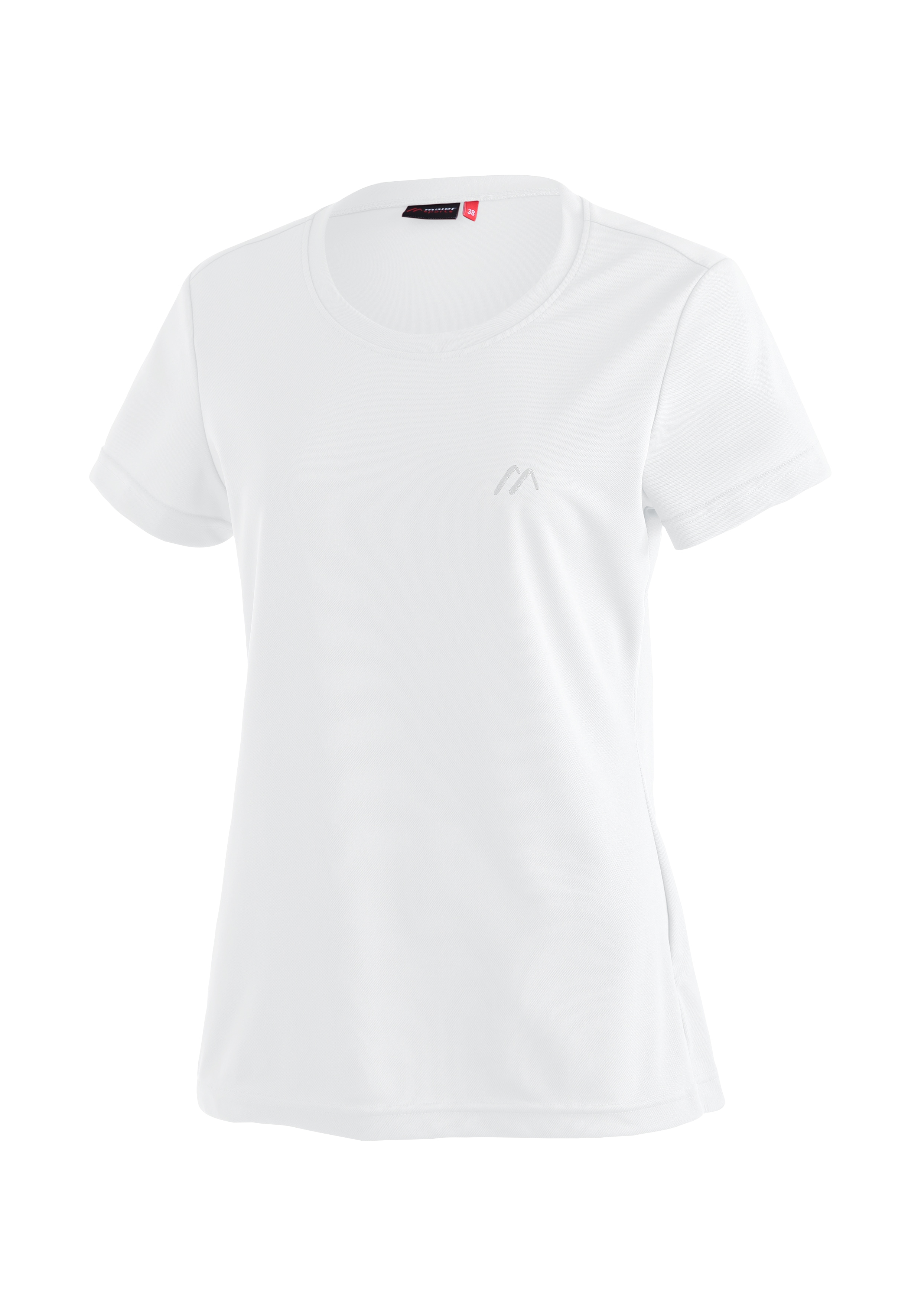 Funktionsshirt MAIER SPORTS "Waltraud", Damen, Gr. 34, weiß, 100% Polyester, Rundhals, Shirts, Damen T-Shirt, schnelltrocknendes Freizeitshirt, Regular Fit Image