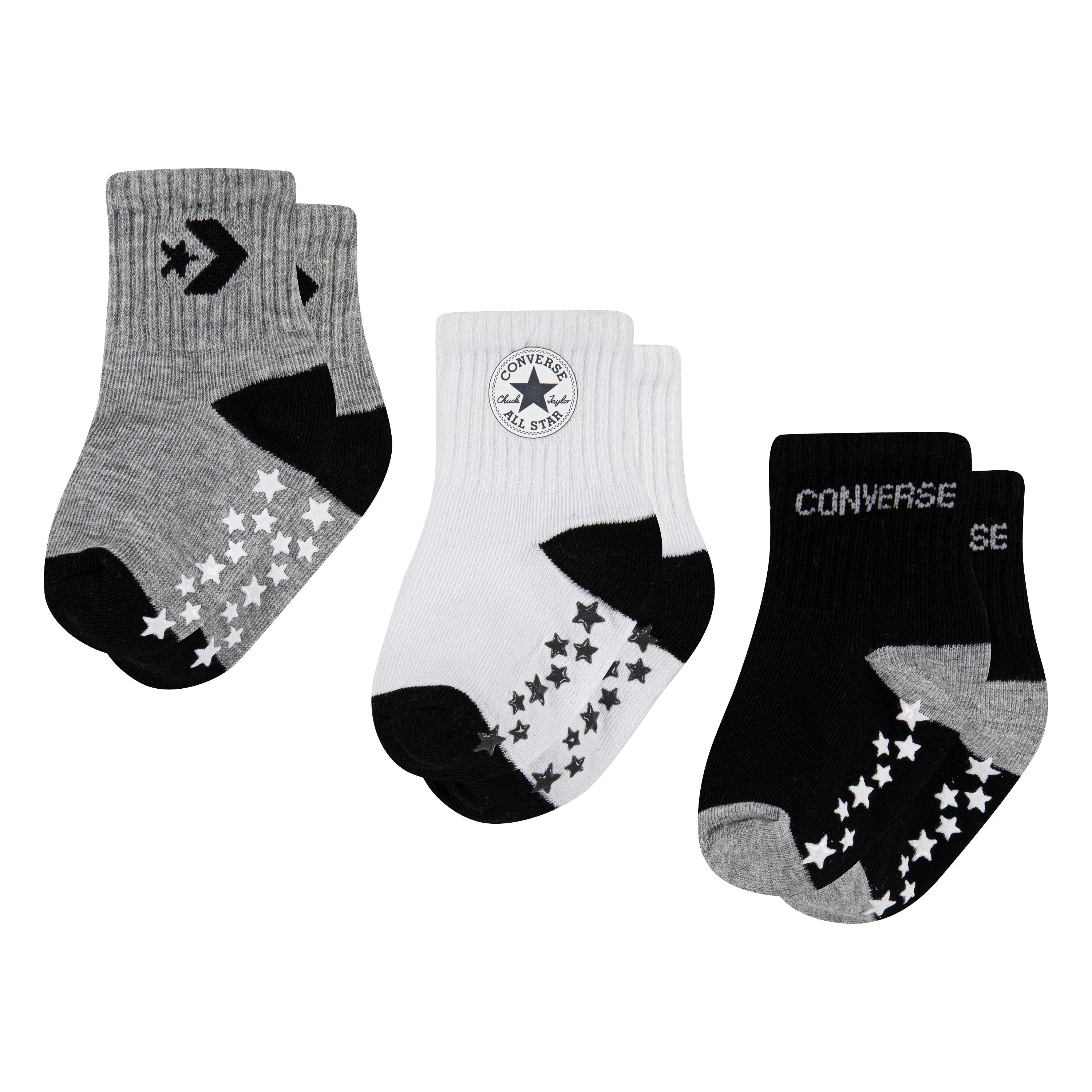 ABS-Socken CONVERSE "CHN CNVS A/O STAR GRIPPER PACK", Kinder, Gr. 86-92, schwarz, Obermaterial: 56% Baumwolle, 40% Polyester, 4% Elasthan, Socken, für Babys und Kleinkinder Image