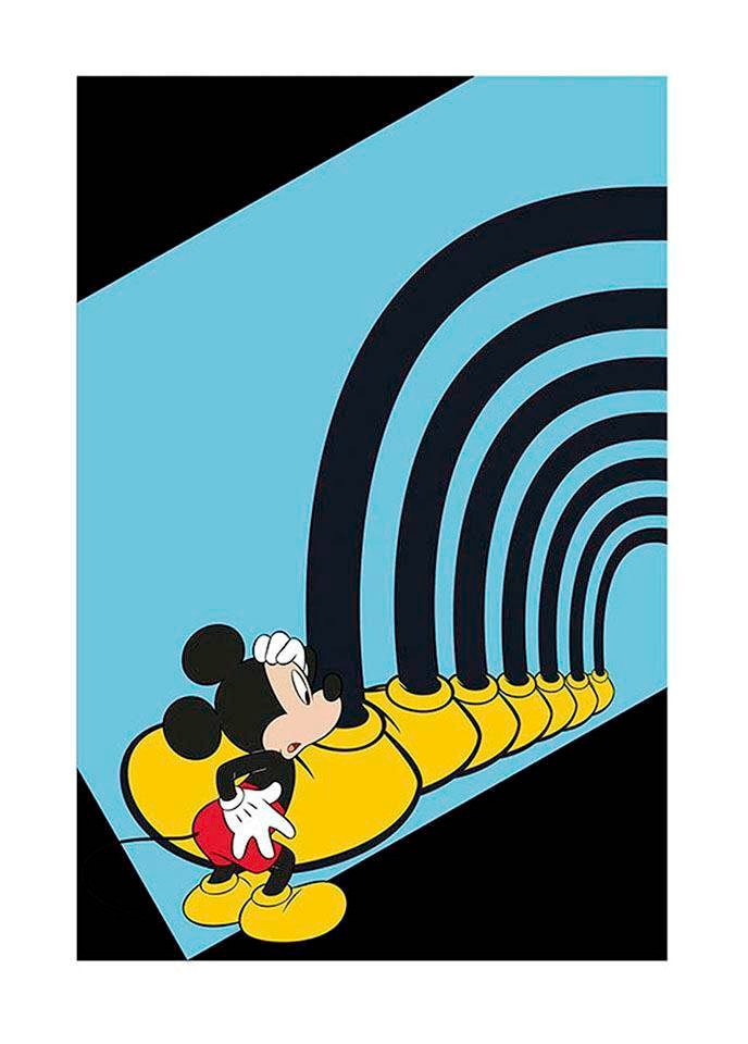 Bild KOMAR "Mickey Mouse Foot Tunnel", bunt (farbe bild(er): bunt), B:50cm H:70cm, Holz, Papier, Bilder, Wandbild zur Dekoration im Kinderzimmer - ohne Rahmen Image