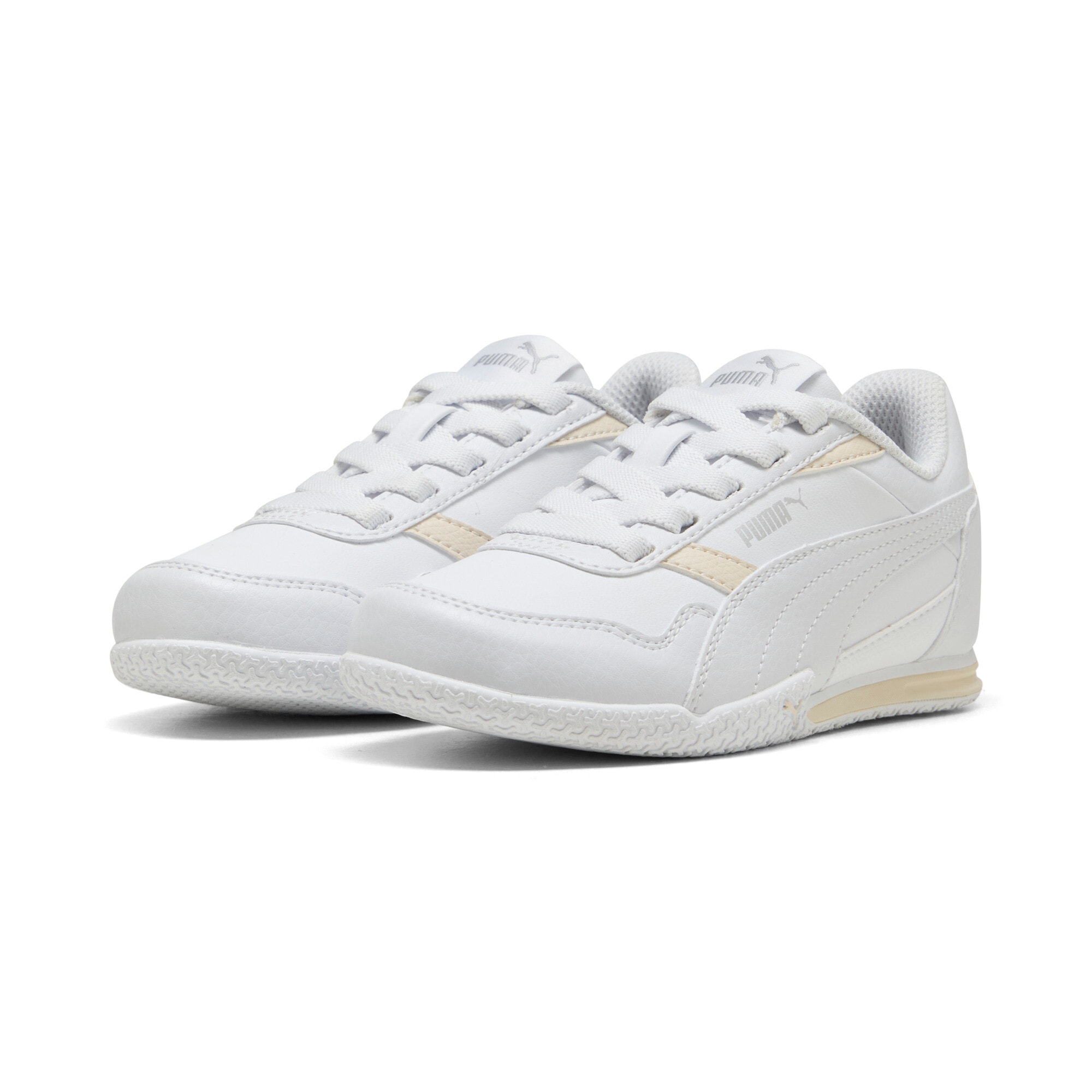 Sneaker PUMA "BELLA DONNA SL AC PS", Gr. 34, silber (puma weiß, puma weiß, puma silber), Synthetik, Schuhe