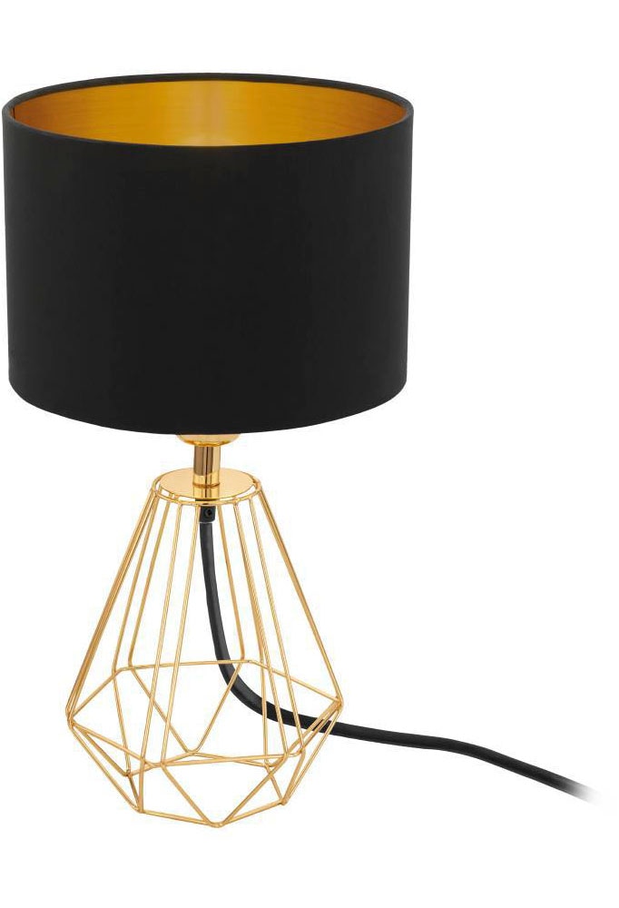 EGLO Tischleuchte "CARLTON 2", gold (gold, schwarz), 1, Ø 16,5cm H: 30,5cm, 1 Stk., Leuchten, Nachttischlampe, Vintage, Metall, Stoff, Drahtgeflecht, 30,5x16,5cm Image