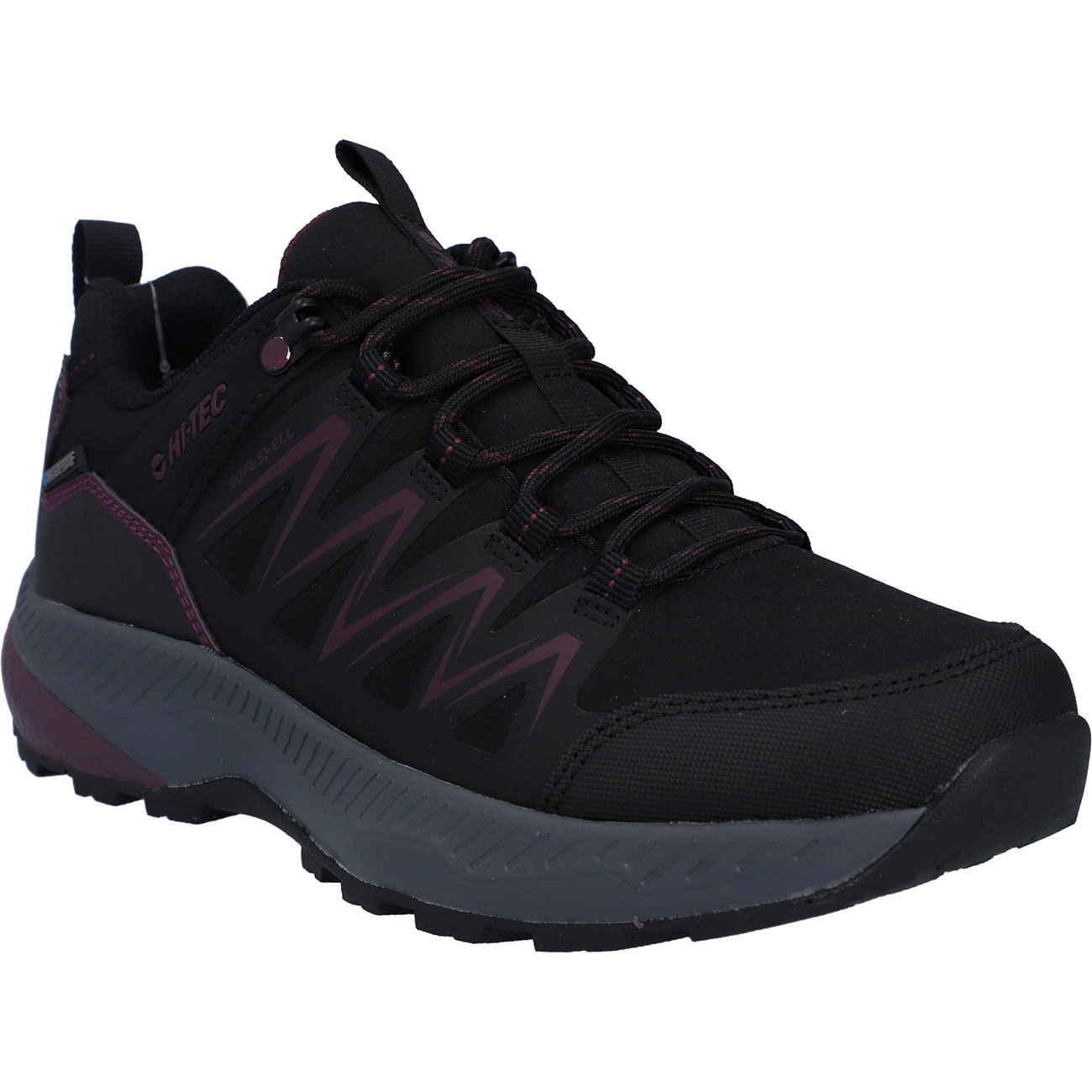 Wanderschuh HI-TEC "STEALTH LOW WP WOMENS", Gr. 41, schwarz, lila, Textil, Schuhe, wasserdicht