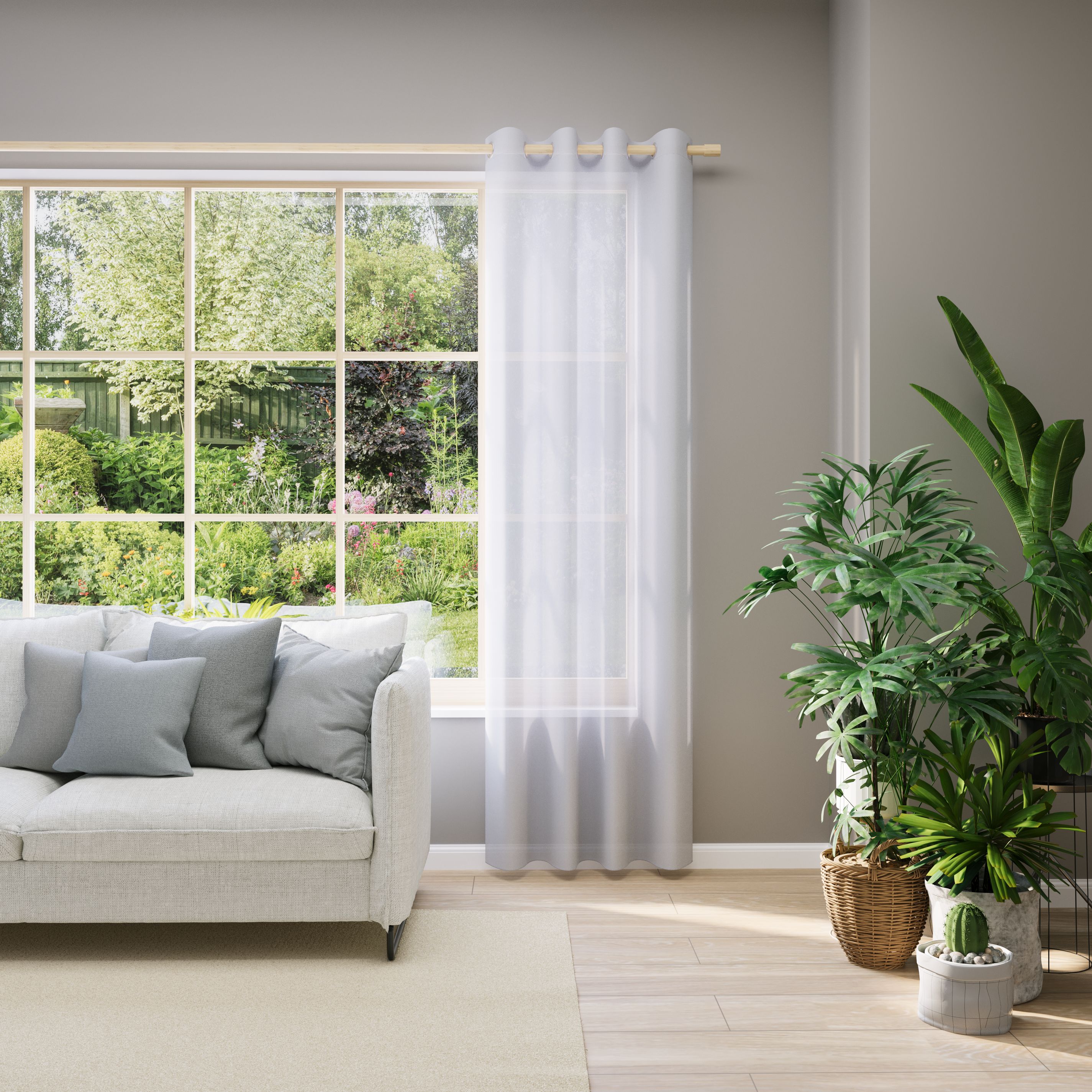 Vorhang nach Maß NEUTEX FOR YOU "EVA", weiß, B:700cm H:260cm, Obermaterial: 100% Polyester, Gardinen nach Maß, Uni-Voile mit elegantem Glanz Image