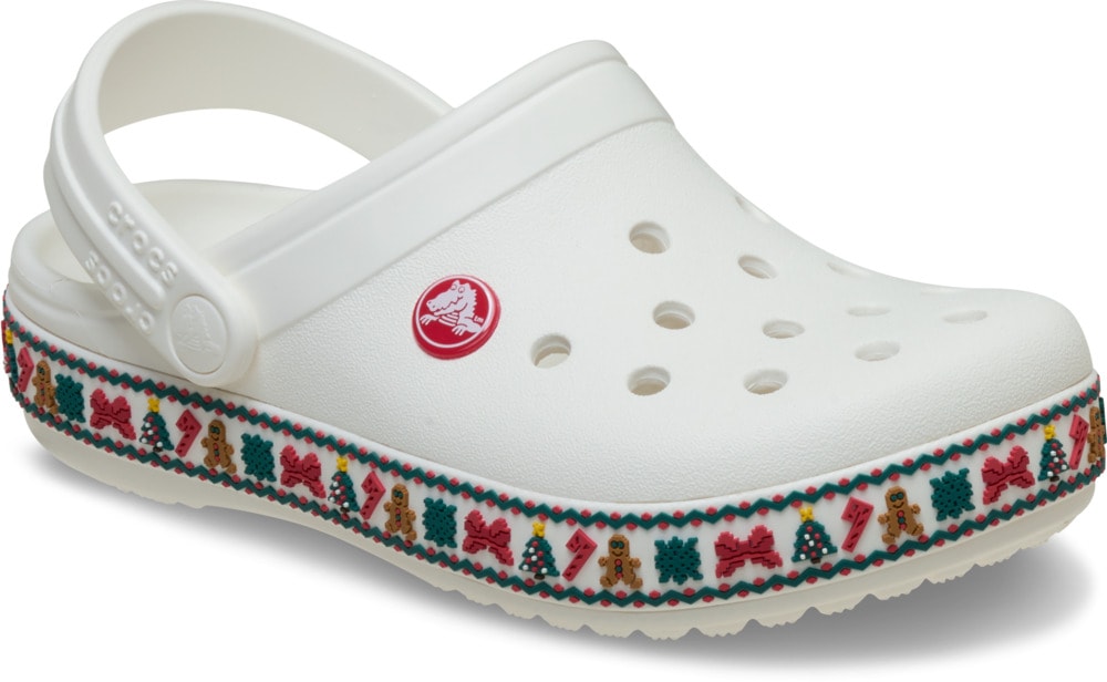 Clog CROCS "Crocband Holiday Clog", Damen, Gr. 41, weiß, Croslite™, kontrastfarbene Details, Schuhe Clog, mit Kontrastbesatz