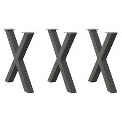 vidaXL Esstischbeine X-Form 3 Stk. Anthrazit 80x(72-73) cm Stahl Image
