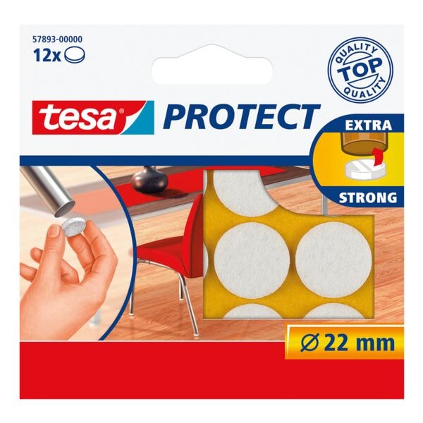 tesa Filzgleiter »Protect® 57893« 22 mm 12 Stück weiß, 2.2x2.2 cm Image