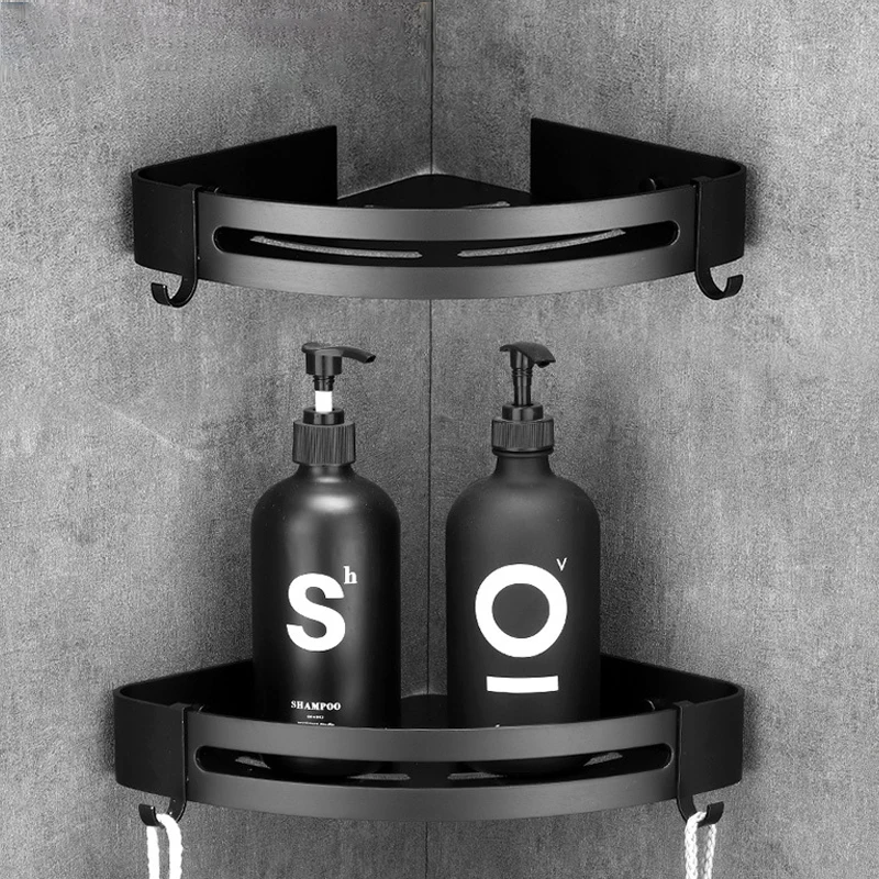 HOShelf-Étagères de rangement d'angle de douche murales, shampoing T1, accessoires de quincaillerie, au-dessus des toilettes, sans perceuse
