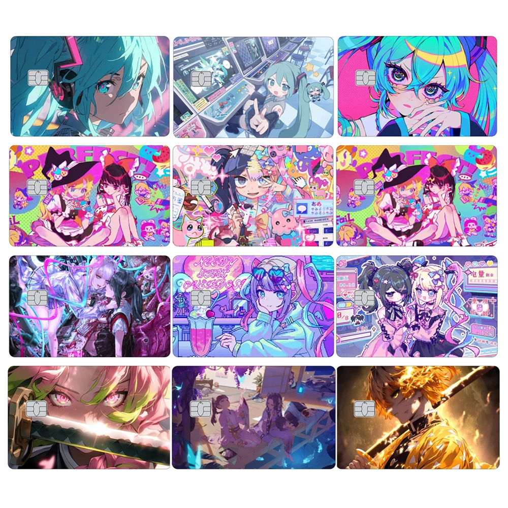 Autocollants de peau de carte de crédit pour filles, dessin animé, ACG, chanteur virtuel, mat, Film de couverture, bande auto-adhésive amovible