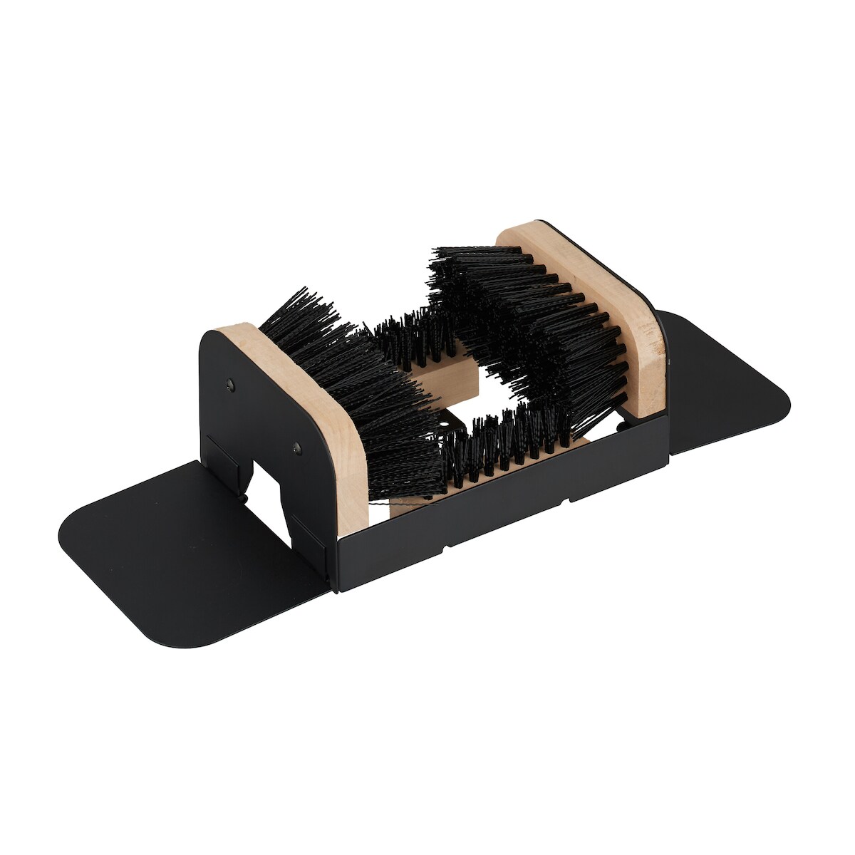 Relaxdays Schuhabstreifer mit Rundum-Bürsten, Fußabtreter Außenbereich, robuste Borsten, Bodenbefestigung, schwarz/natur Image