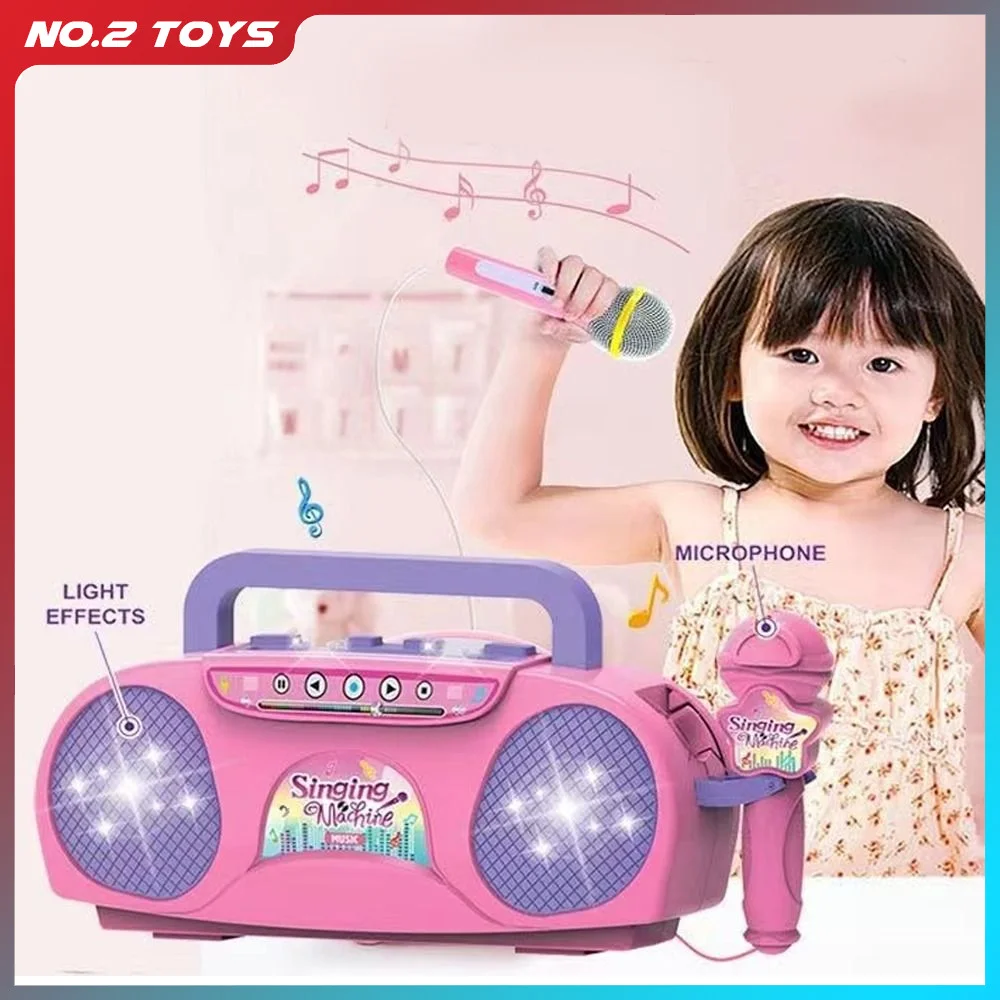 Machine à chanter Portable avec Microphone, Radio, haut-parleur de musique, karaoké, jouet pour enfants, Instrument de musique, cadeaux d