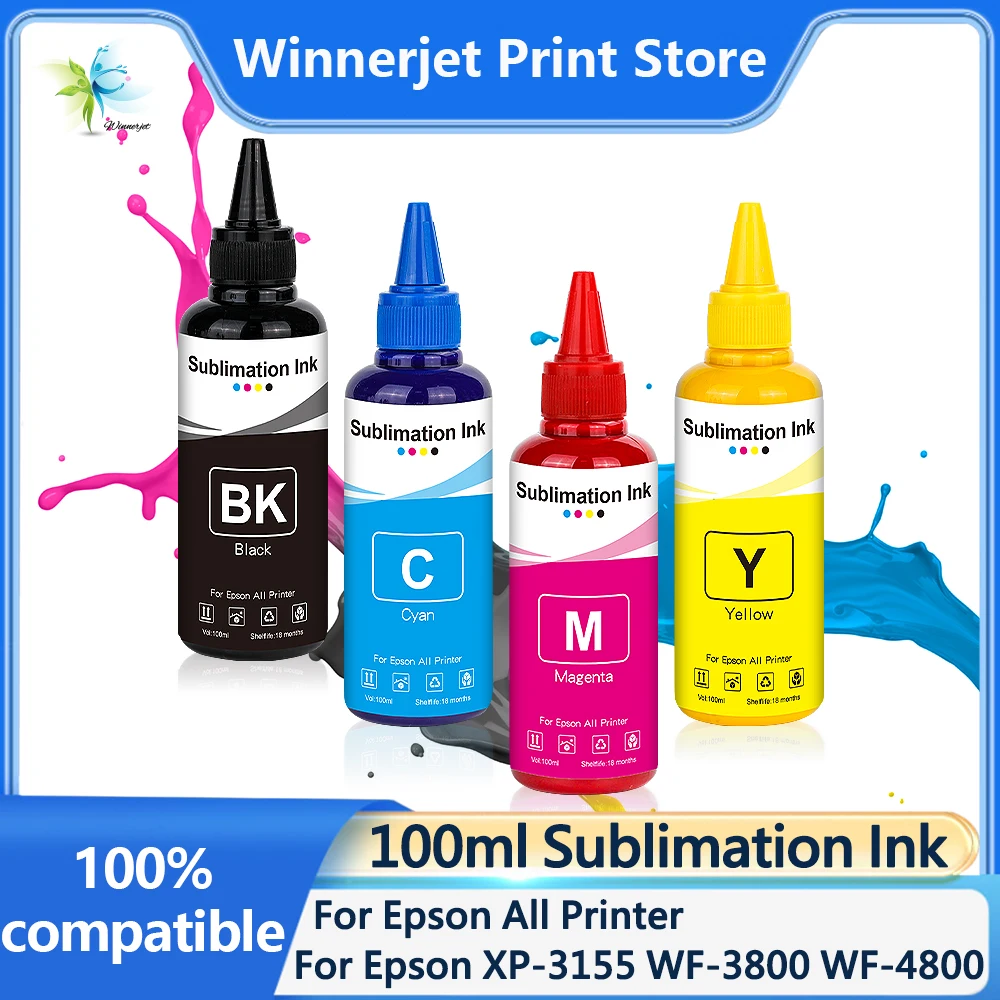 Encre de Sublimation Winnerjet 100ml pour toutes les imprimantes Epson XP-3155 WF-3800 WF-4800 SC-F100 F170 F570 ET-14000 ET-14100 ET-15000