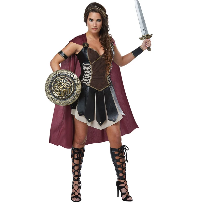 Erwachsene Frauen Römische Prinzessin Xena Gladiator Kostüm Halloween Karneval Party Spartan 300 Krieger Soldat Cosplay Outfit Image