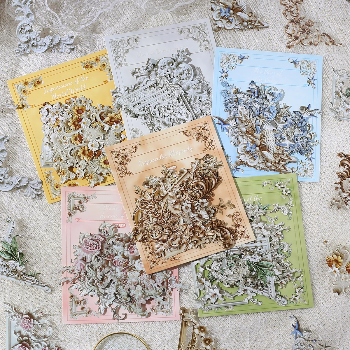 120 Stück Vintage-Blumen-Eckaufkleber, Scrapbooking-Aufkleber, Dekoration für DIY Scrapbooking, Journal, Journal, Kartenherstellung, Zubehör Image