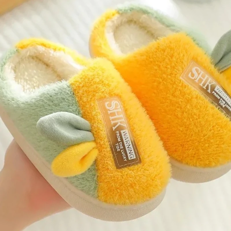 Indoor-Plüsch, rutschfest, niedliche Kinder-Wollhausschuhe, 2025, Herbst und Winter, Baumwollhausschuhe für Jungen, Eltern-Kind-Schuhe für Mädchen